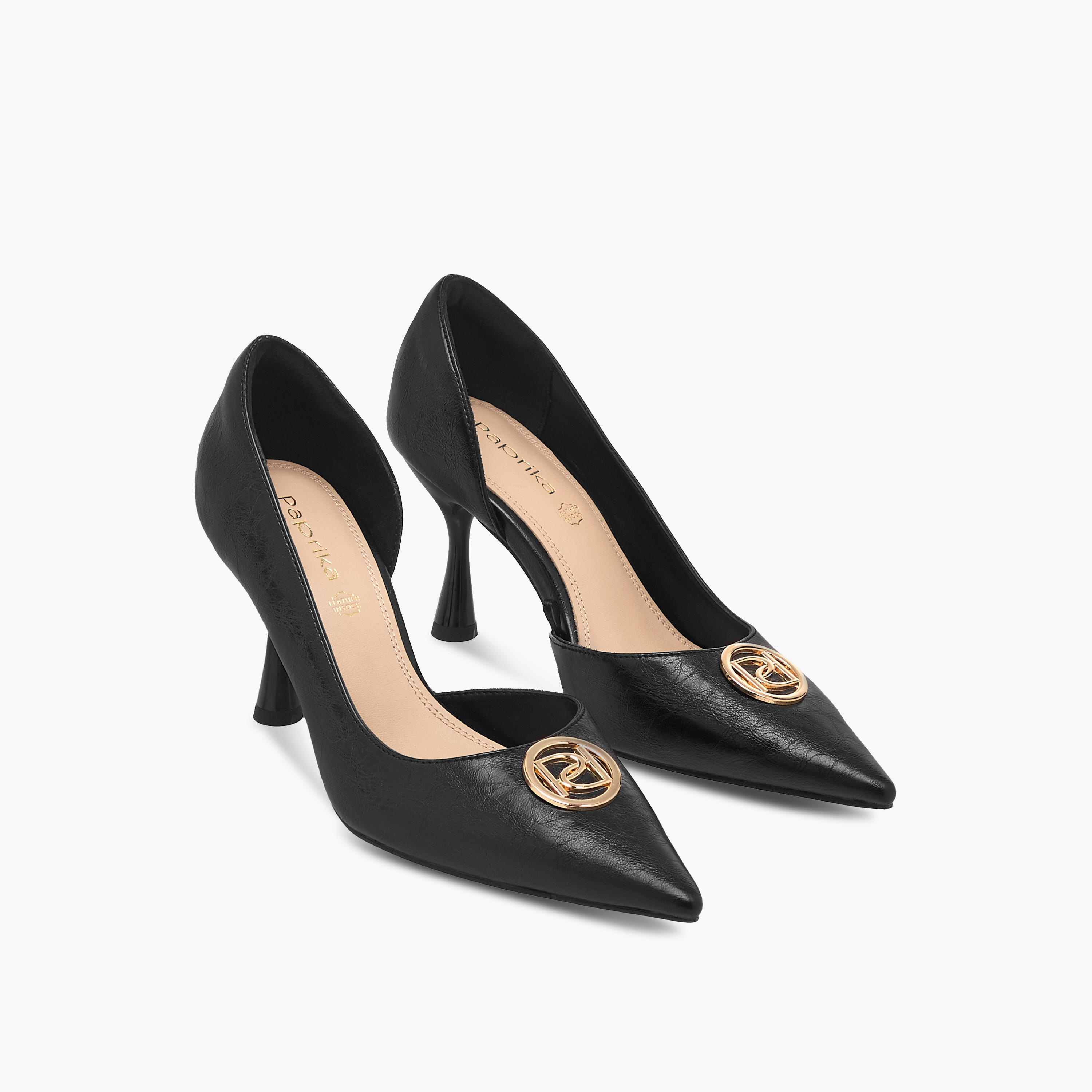 Paprika Logo Accent Slip-On Shoes with Stiletto Heels-women-shoes-heels-image-1