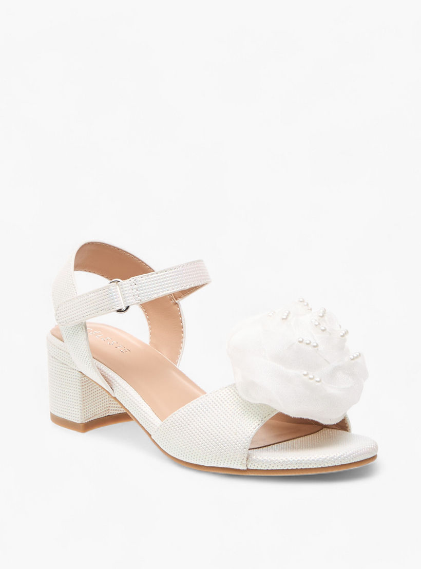 Celeste Girls' Floral Applique Block Heel Sandals with Hook and Loop Closure-girls-shoes-sandals-image-2