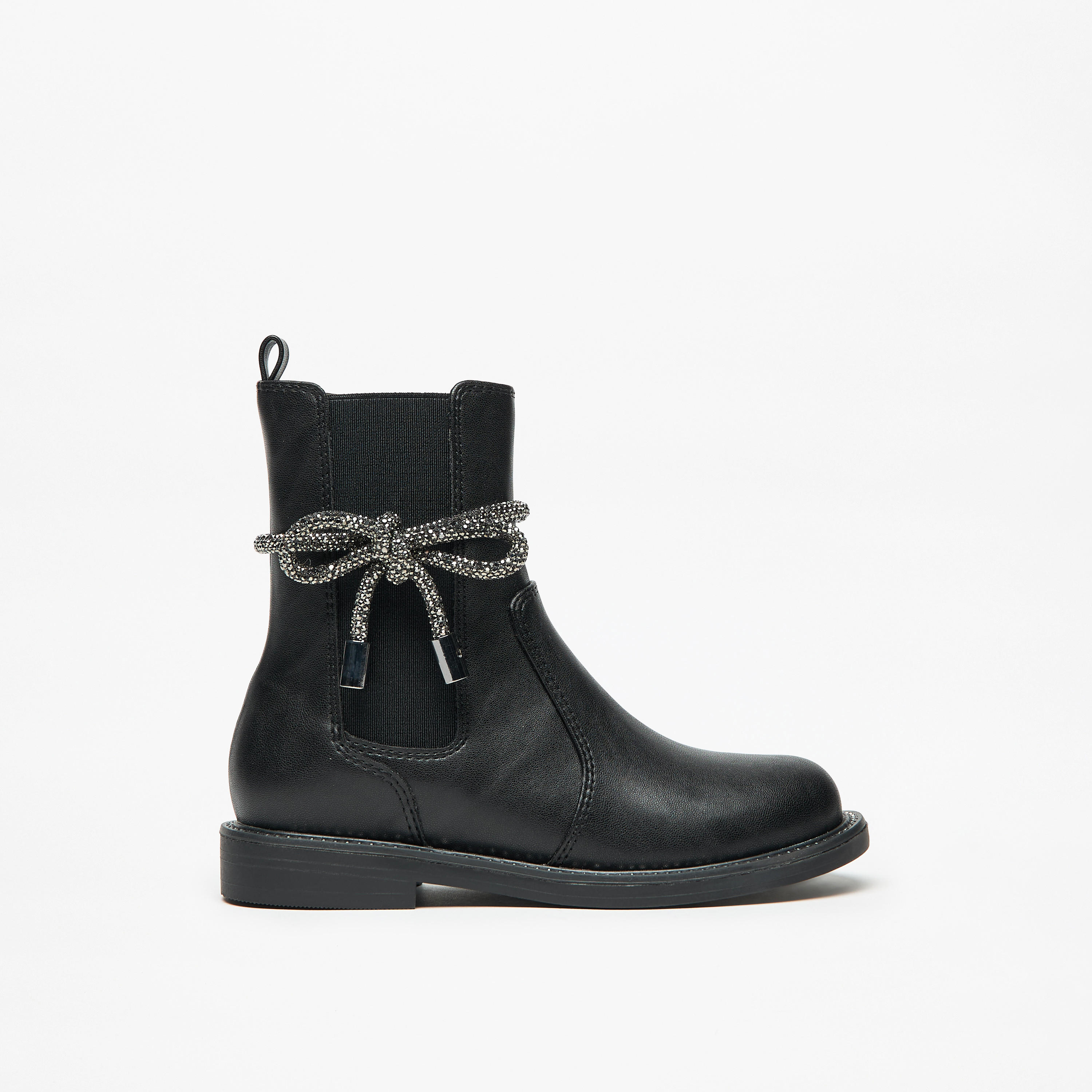 حذاء سادة مزين بفيونكة ورباط مطاطي وسحاب إغلاق من سيليست-girls-shoes-boots-image-3