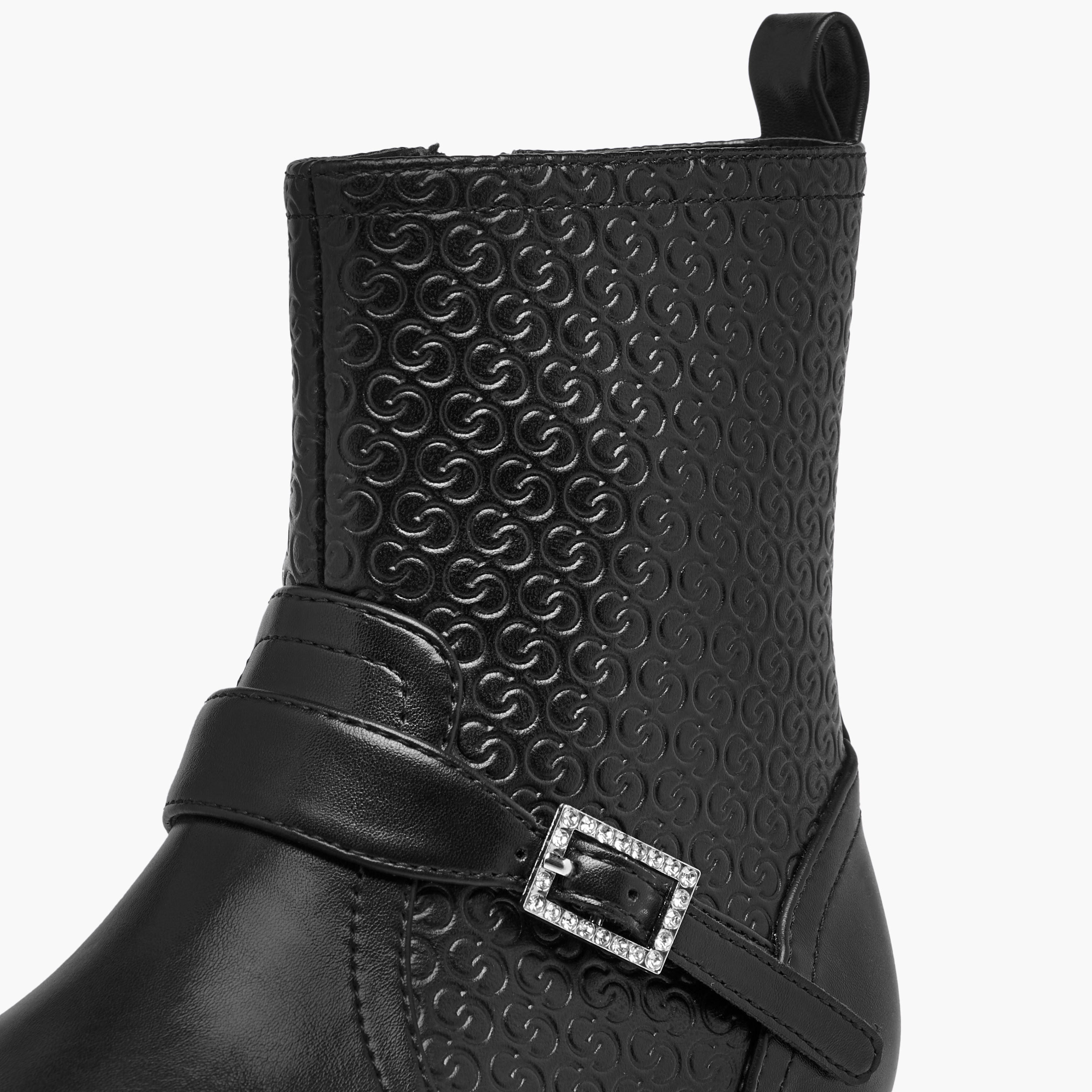 بوت برقبة مرتفعة وسحاب إغلاق ونقوش مونوجرام للبنات من سيليست-girls-shoes-boots-image-4