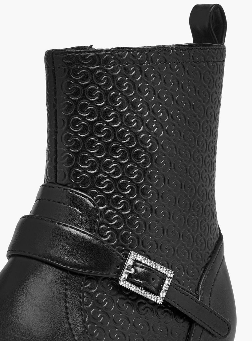 بوت برقبة مرتفعة وسحاب إغلاق ونقوش مونوجرام للبنات من سيليست-girls-shoes-boots-image-4