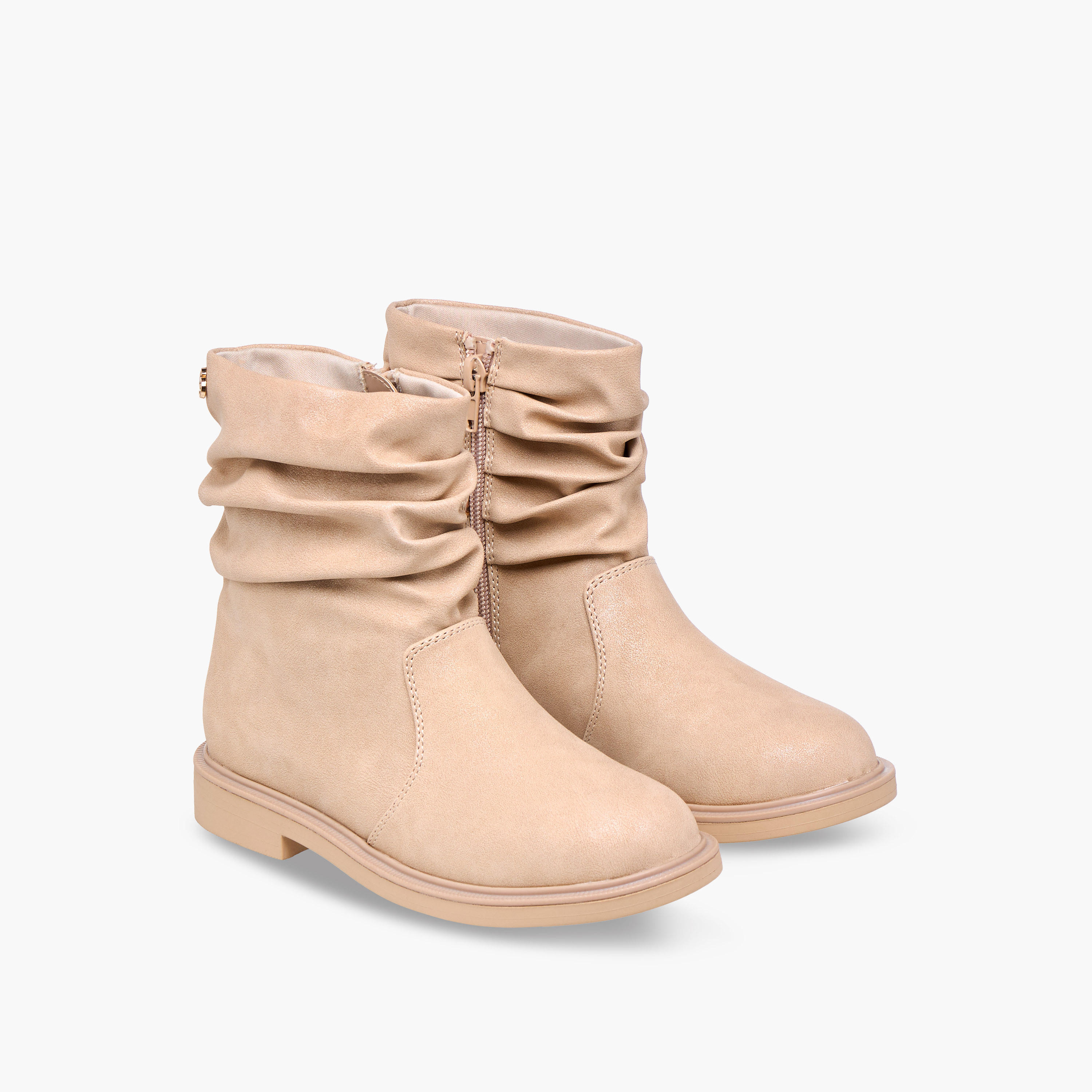 Celeste Girls' Ruched Accent High Cut Boots with Zip Closure-girls-shoes-boots-image-1