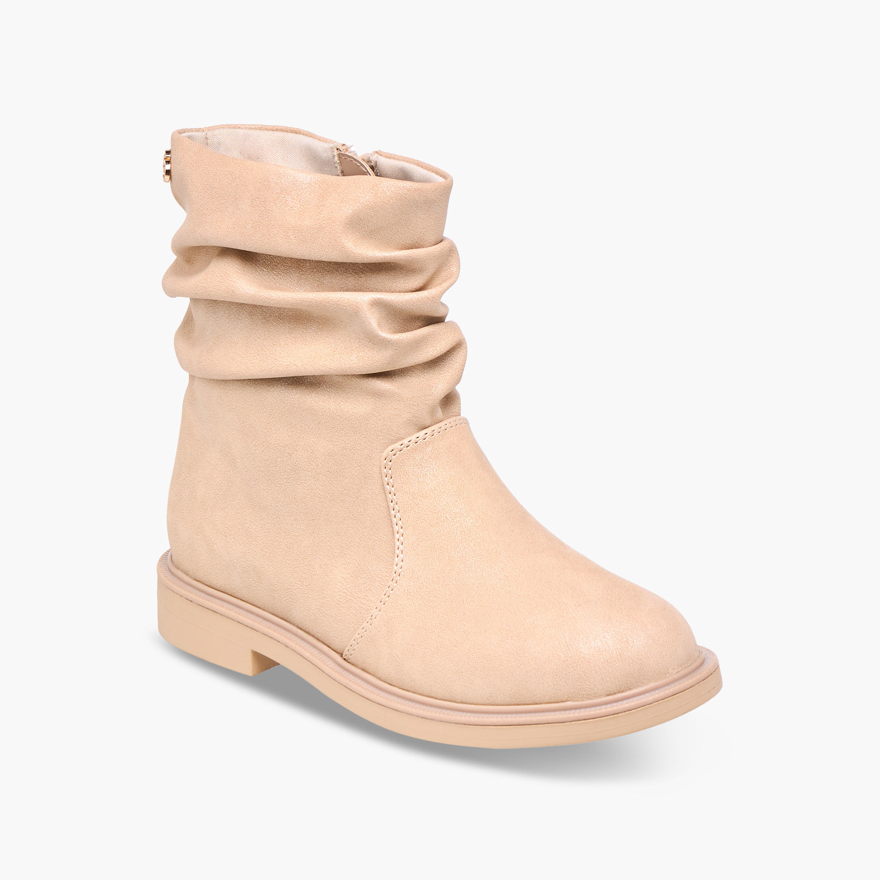 Celeste Girls' Ruched Accent High Cut Boots with Zip Closure-girls-shoes-boots-image-2