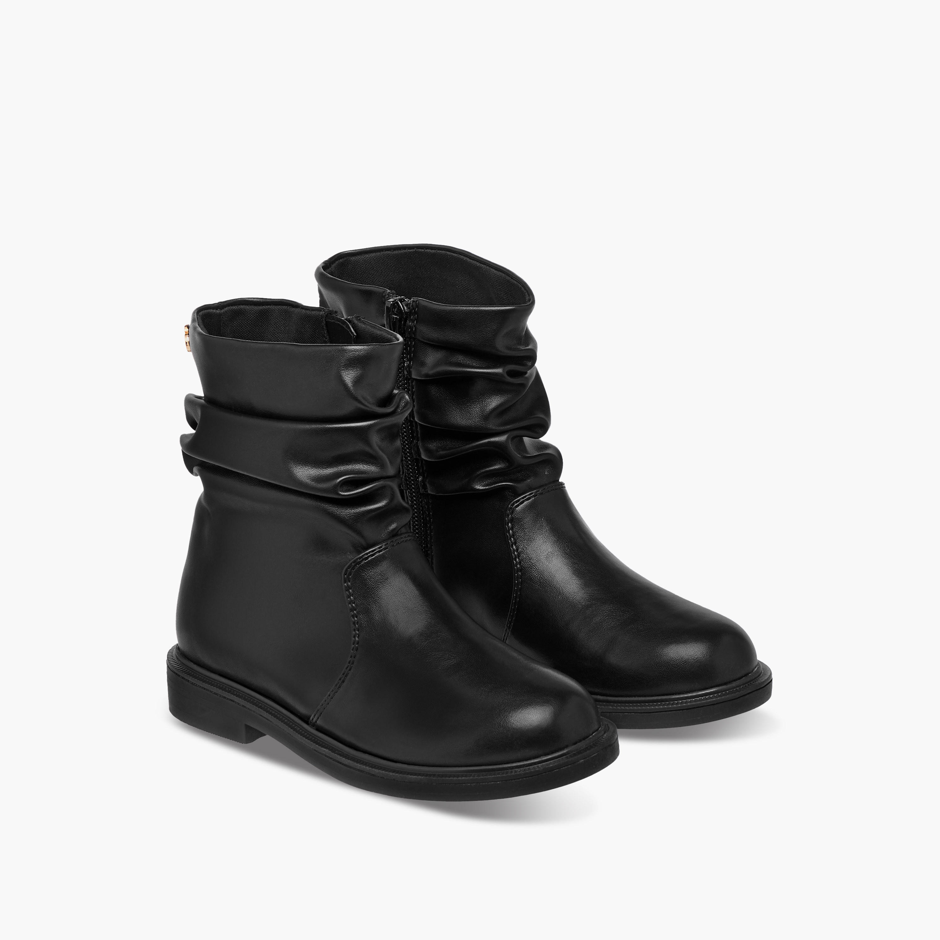 بوت بقصة عالية وزينة ثنيات وسحاب إغلاق للبنات من سيليست-girls-shoes-boots-image-1