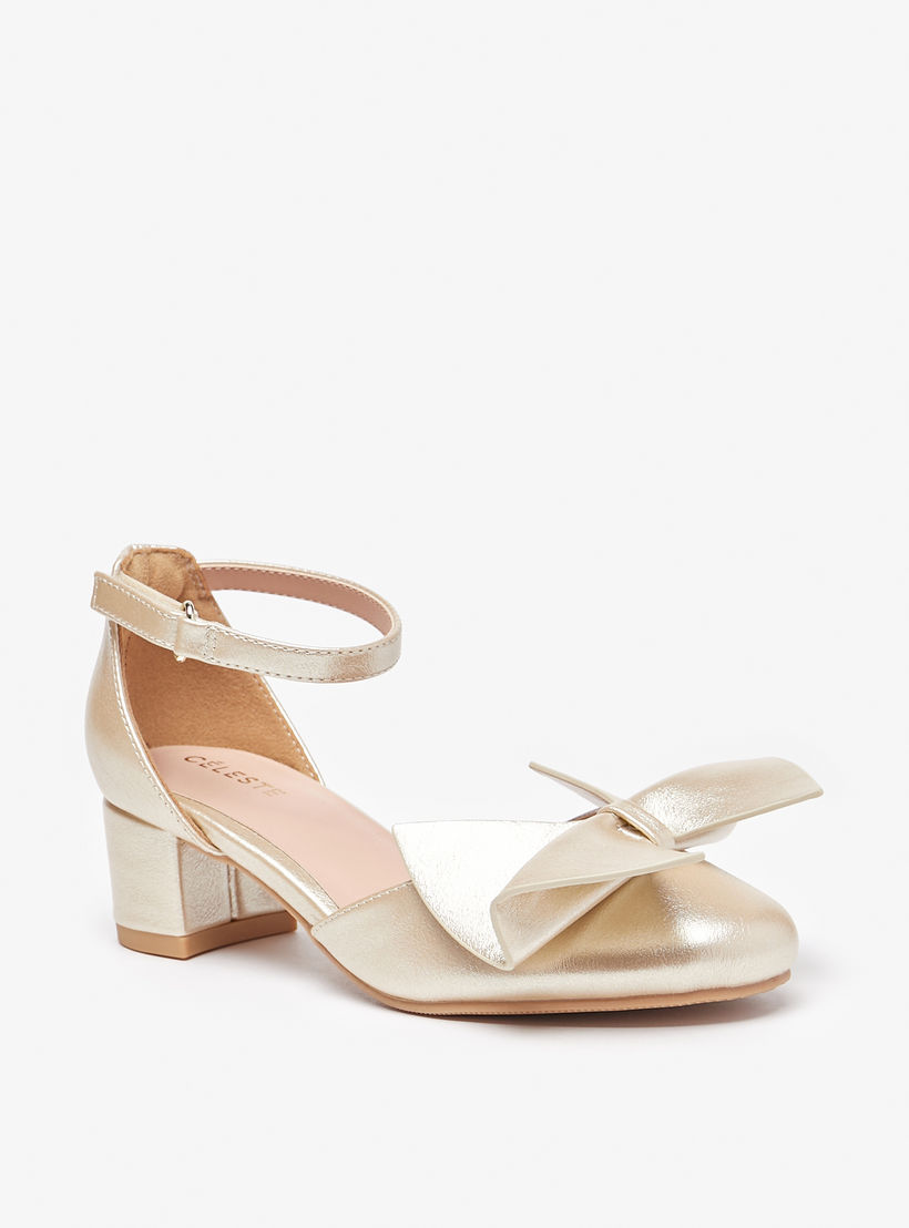 حذاء باليرينا بحزام حول الكاحل وكعب سميك وفيونكة من سيليست-girls-shoes-sandals-image-1