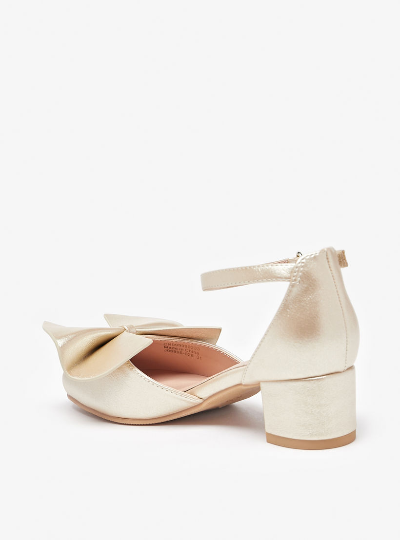 حذاء باليرينا بحزام حول الكاحل وكعب سميك وفيونكة من سيليست-girls-shoes-sandals-image-2
