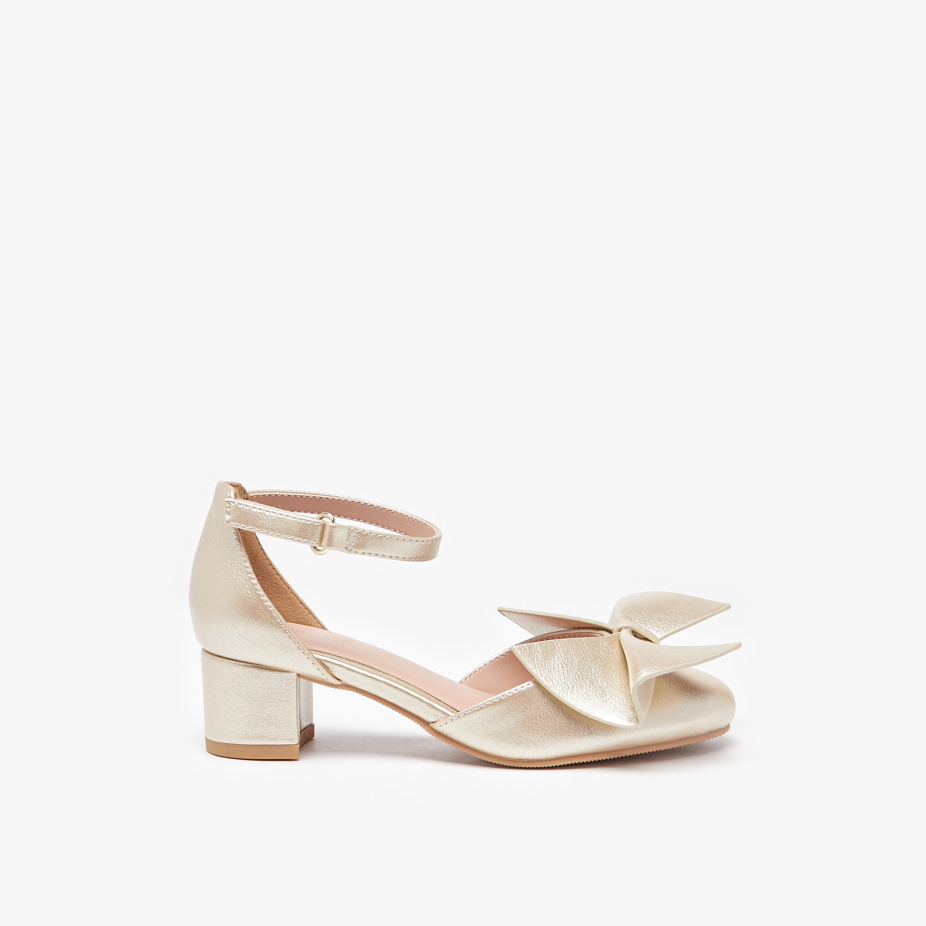 حذاء باليرينا بحزام حول الكاحل وكعب سميك وفيونكة من سيليست-girls-shoes-sandals-image-3