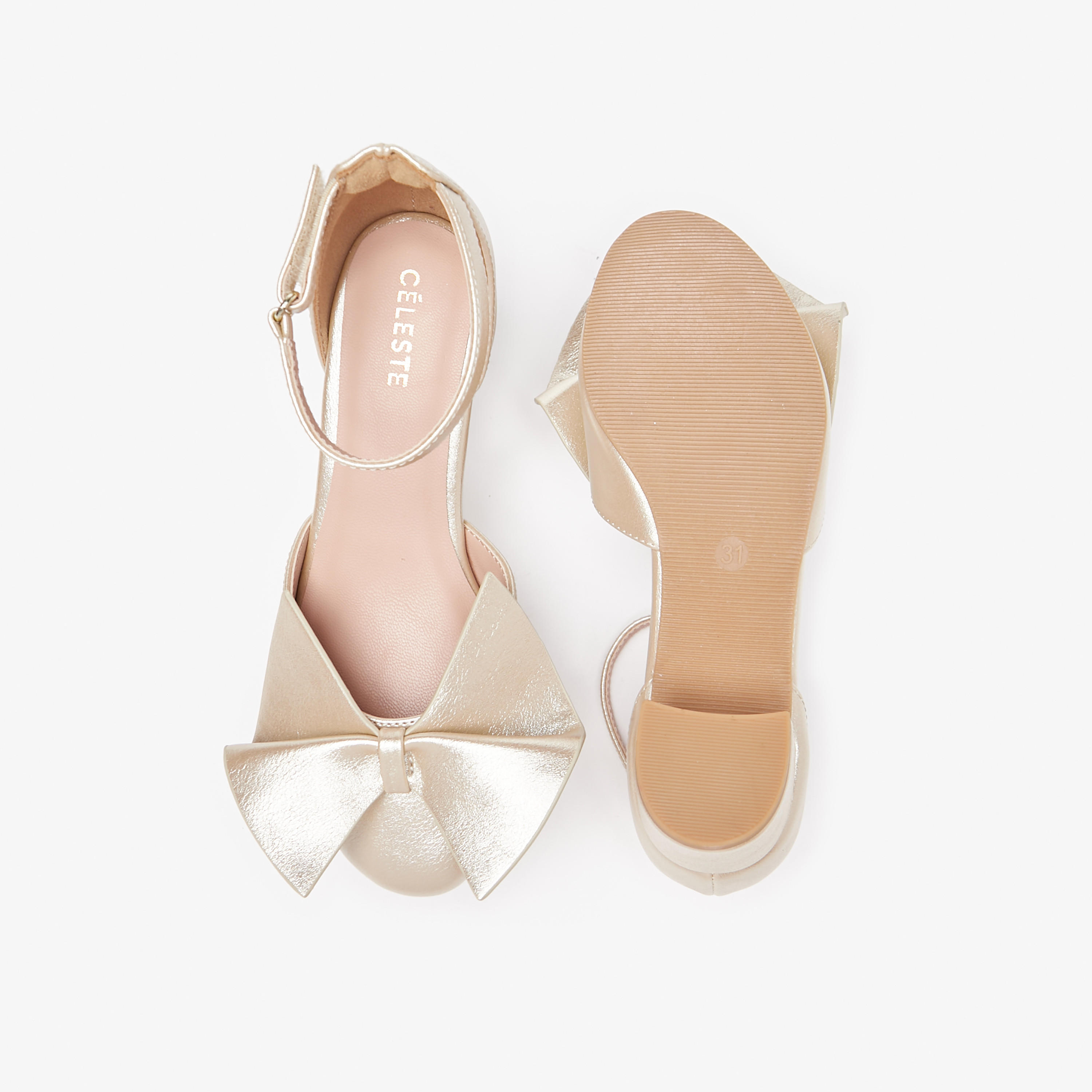حذاء باليرينا بحزام حول الكاحل وكعب سميك وفيونكة من سيليست-girls-shoes-sandals-image-4