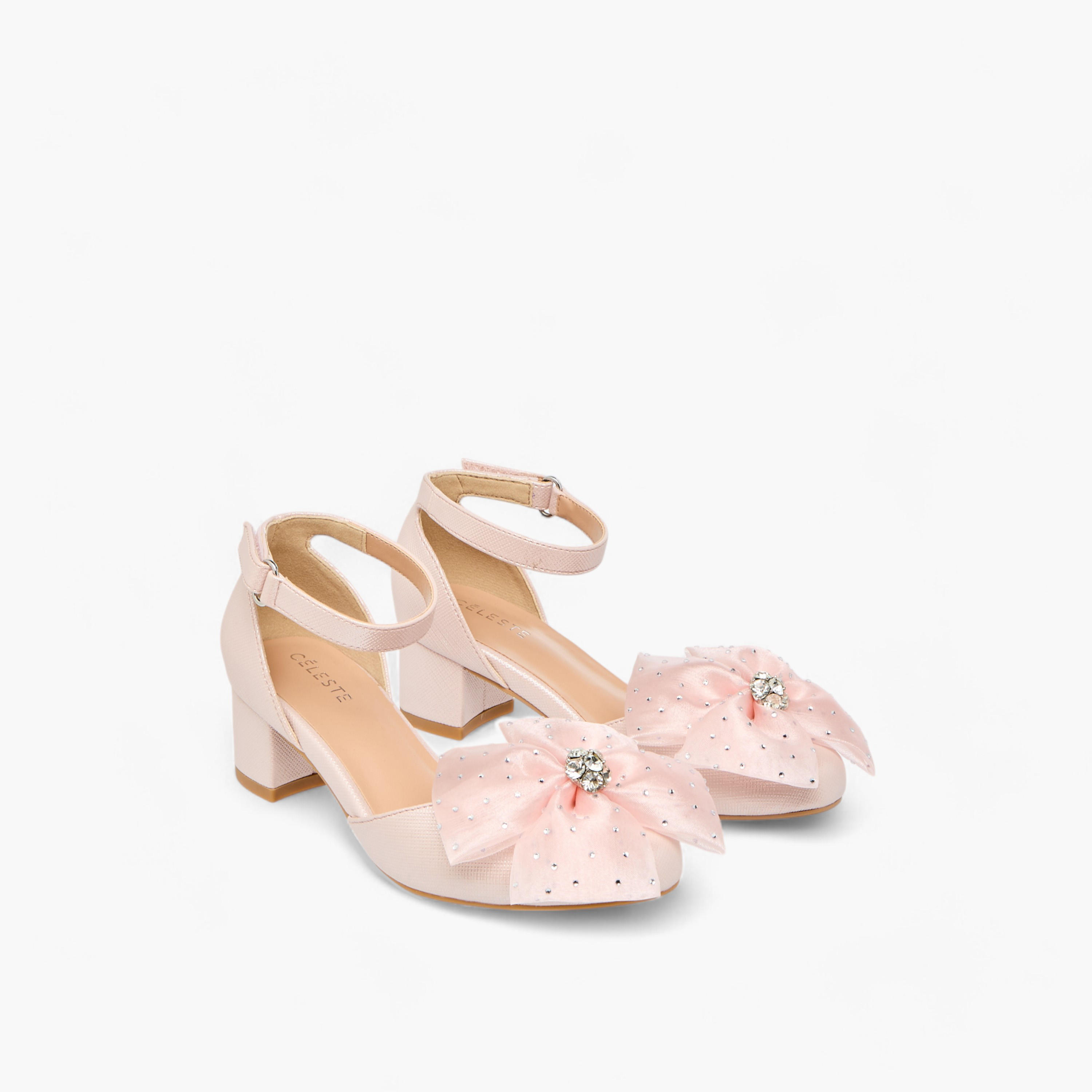 حذاء بزخارف زهرية وكعب سميك وشريط إغلاق لاصق للبنات من سيليست-girls-shoes-sandals-image-1
