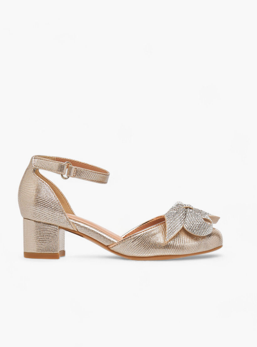 Celeste Girls' Bow Applique Block Heel Shoes with Hook and Loop Closure-girls-shoes-sandals-image-3