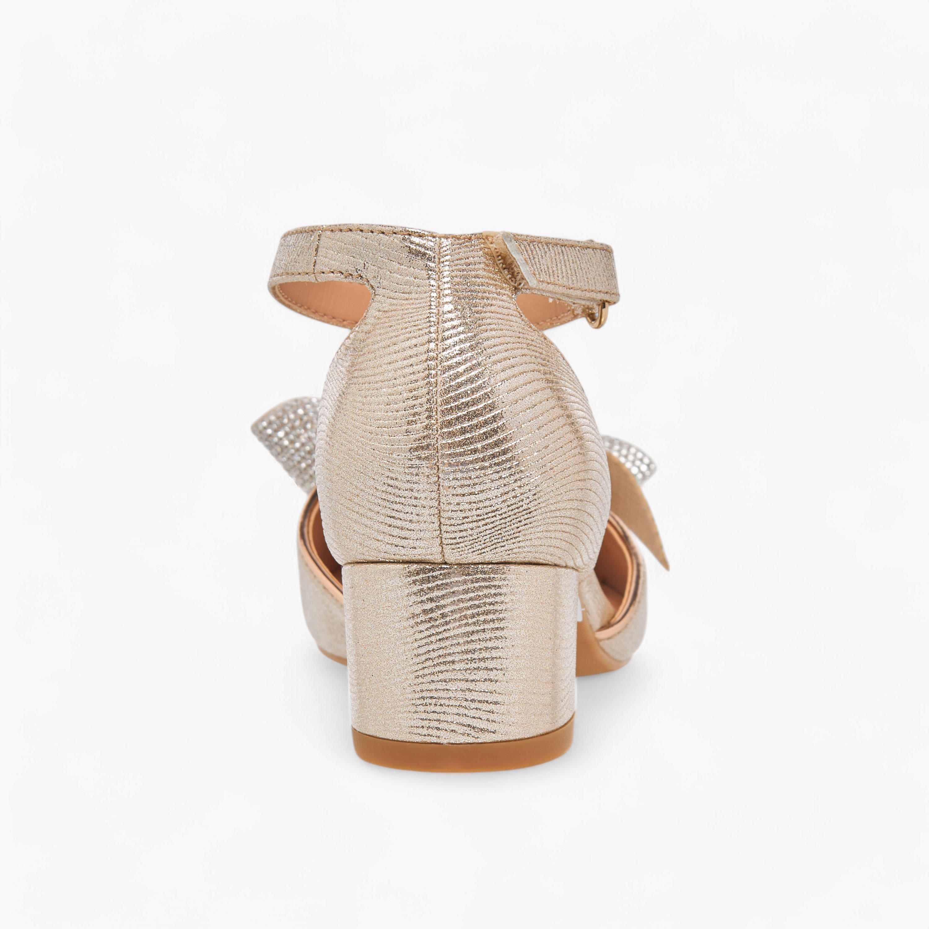 Celeste Girls' Bow Applique Block Heel Shoes with Hook and Loop Closure-girls-shoes-sandals-image-5