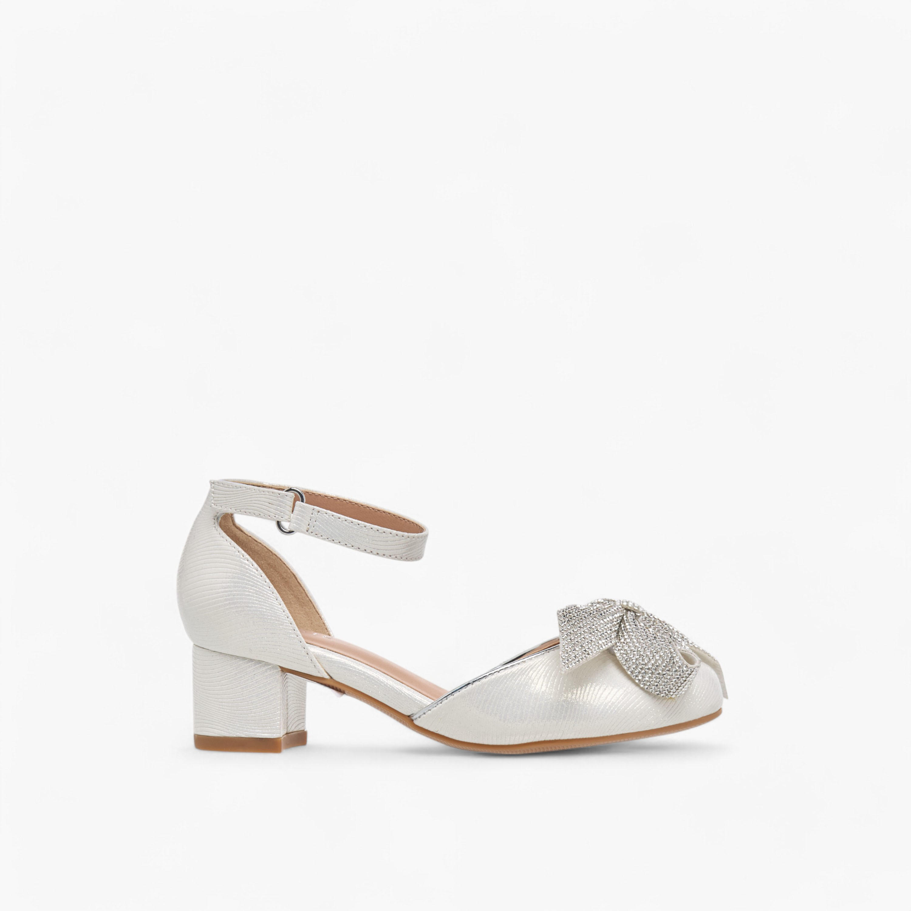 Celeste Girls' Bow Applique Block Heel Shoes with Hook and Loop Closure-girls-shoes-sandals-image-3