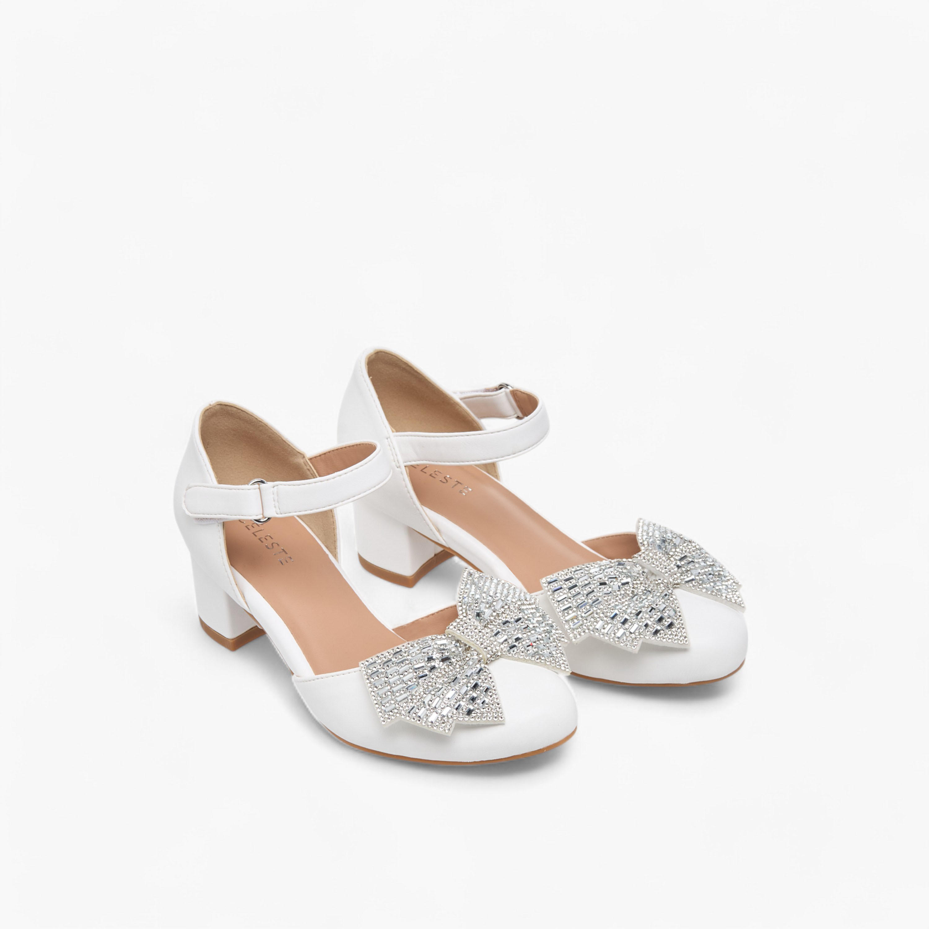 حذاء بكعب سميك مزين بفيونكة وبشريط إغلاق لاصق للبنات من سيليست-girls-shoes-sandals-image-1