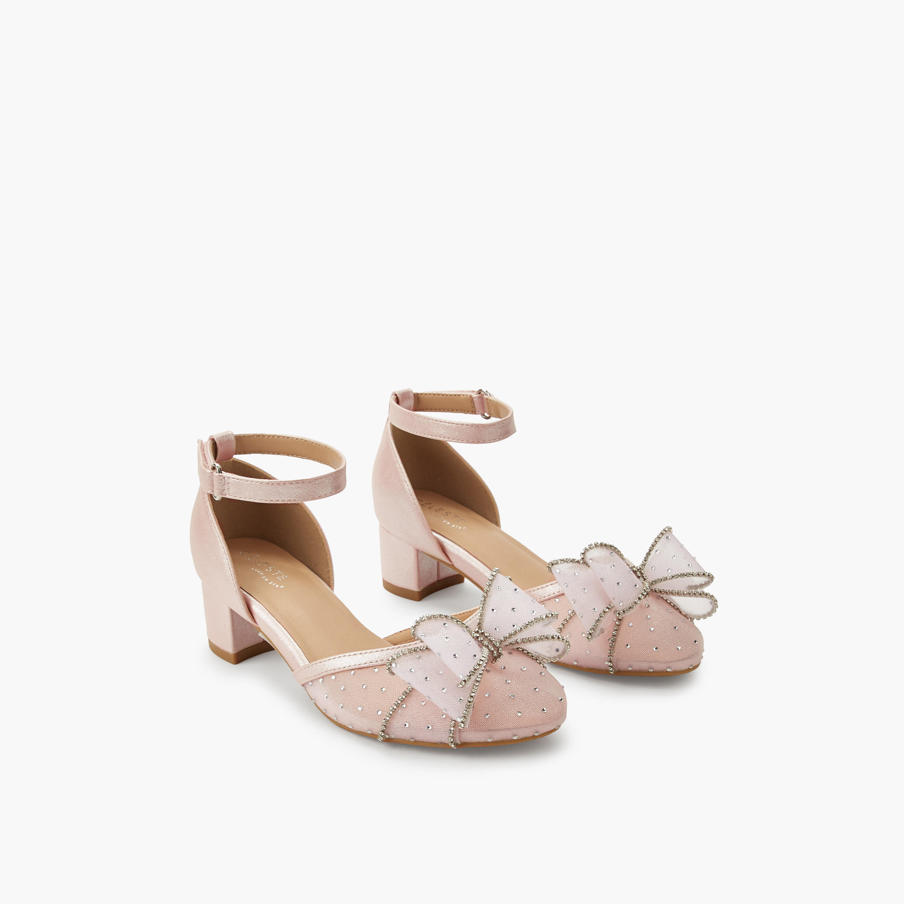 حذاء مزين بكعب سميك للبنات من سيليست-girls-shoes-sandals-image-1