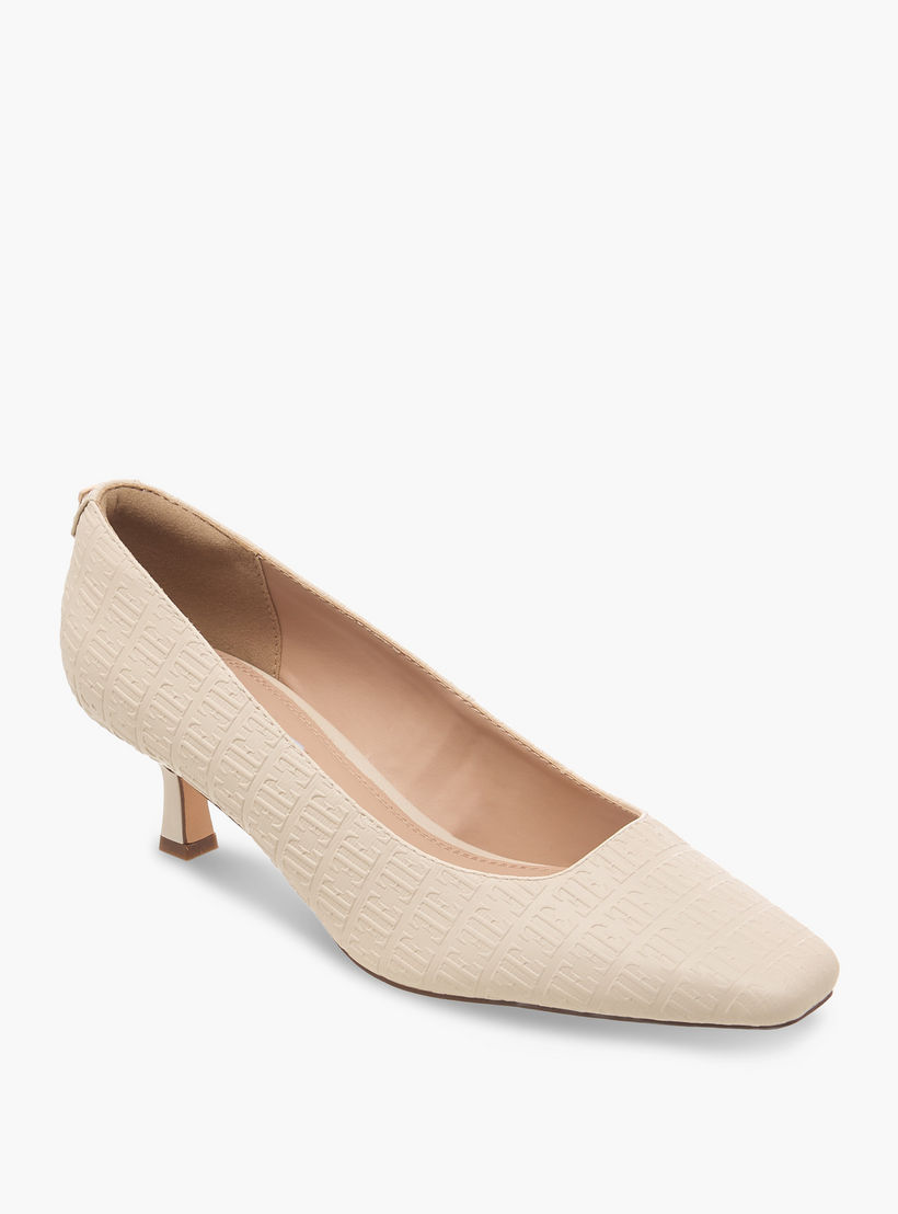 Elle Women Monogram Textured Kitten Heel Pumps-women-shoes-heels-image-2