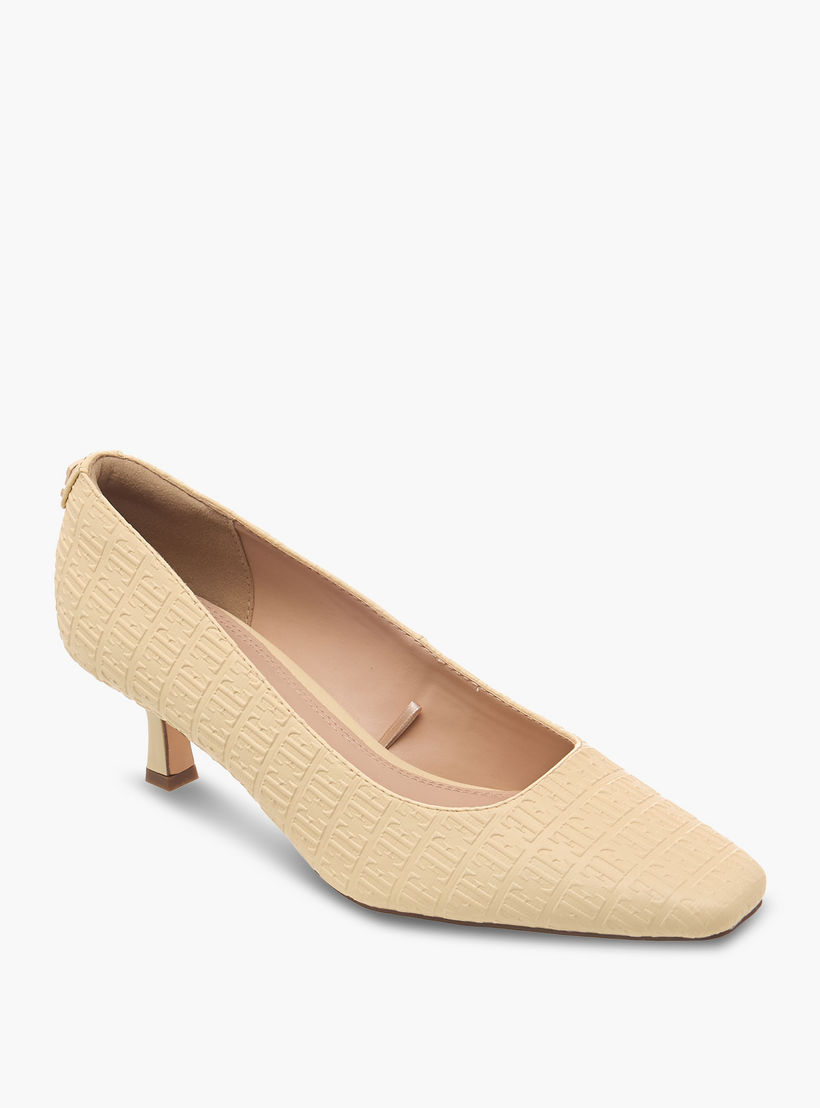 Elle Women Monogram Textured Kitten Heel Pumps-women-shoes-heels-image-2