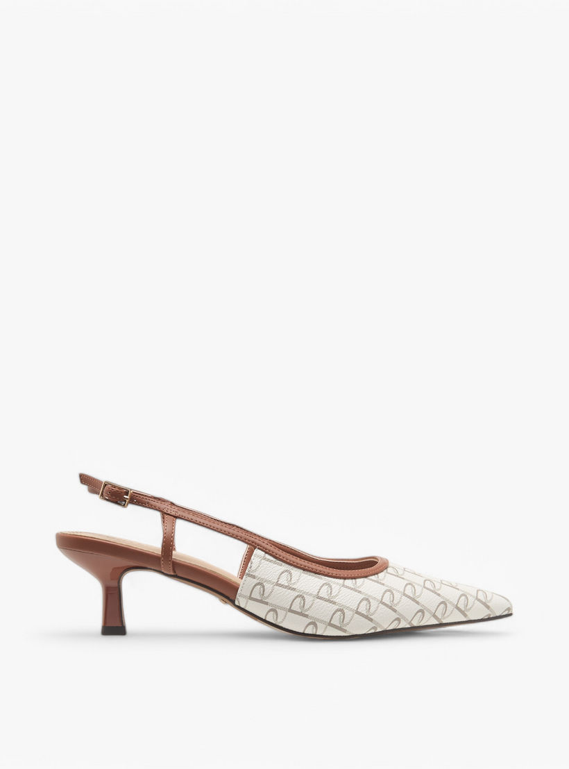 Paprika Monogram Print Slingback Shoes with Kitten Heels and Buckle Closure-women-shoes-sandals-heeled-image-3