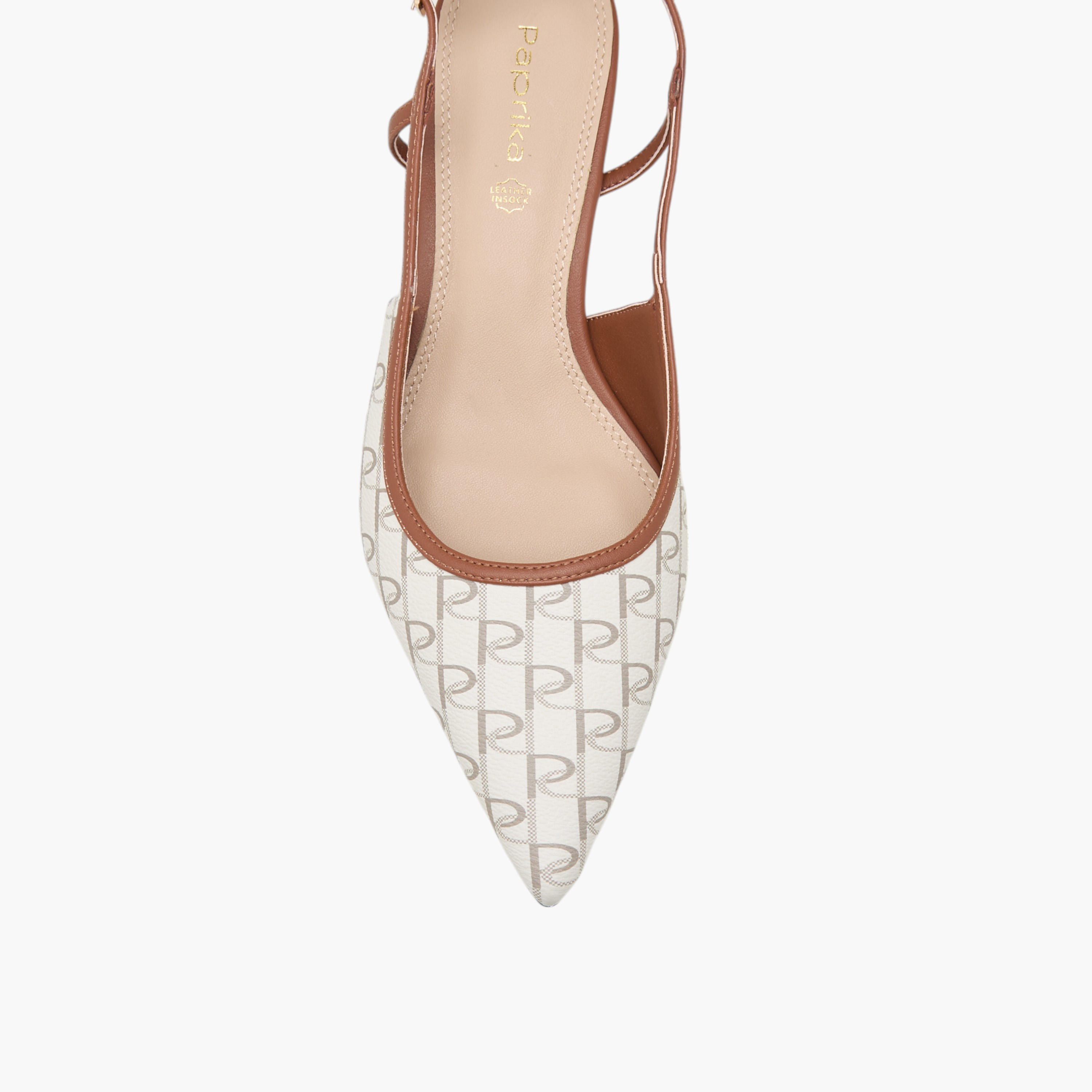 Paprika Monogram Print Slingback Shoes with Kitten Heels and Buckle Closure-women-shoes-sandals-heeled-image-4