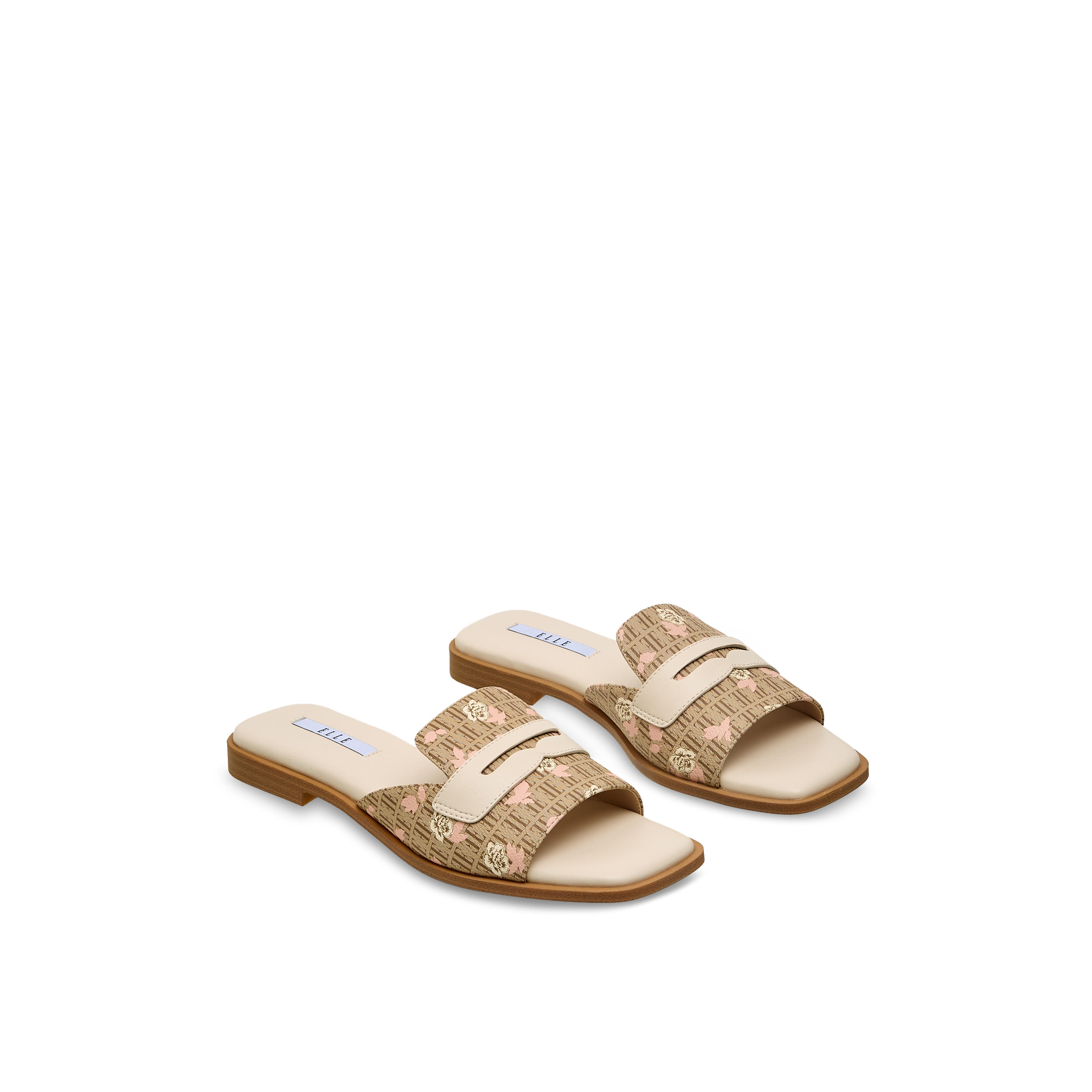 Elle Women Monogram Print Slide Sandals-women-shoes-flats-sandals-image-1