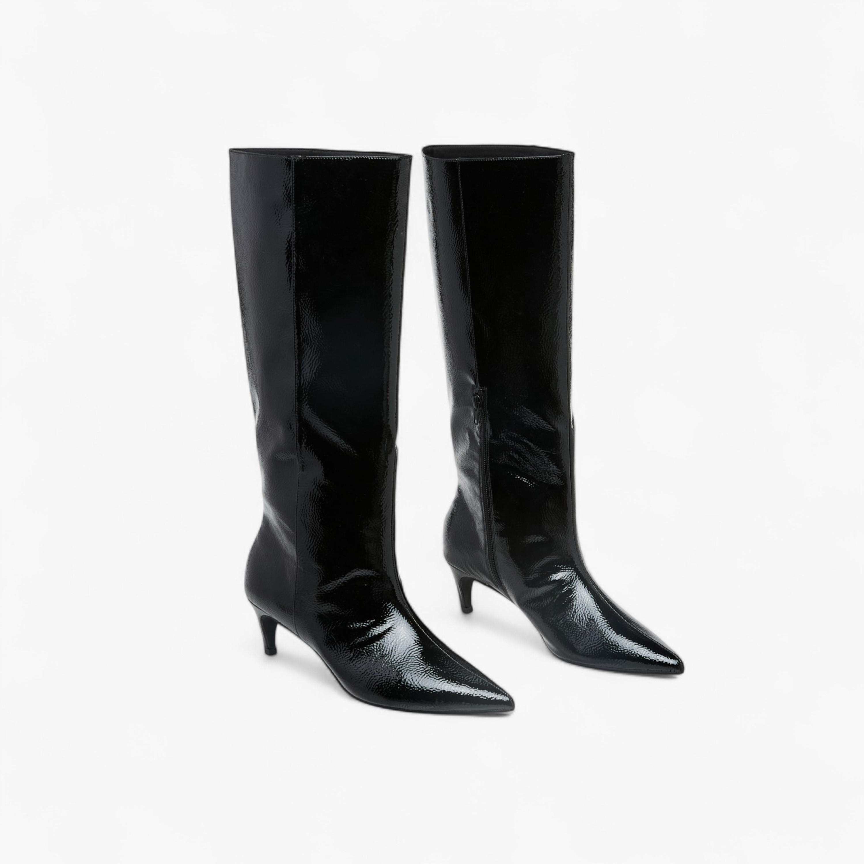 Celeste Women's Solid High Shaft Boots with Zip Closure and Stiletto Heels-women-shoes-boots-image-1