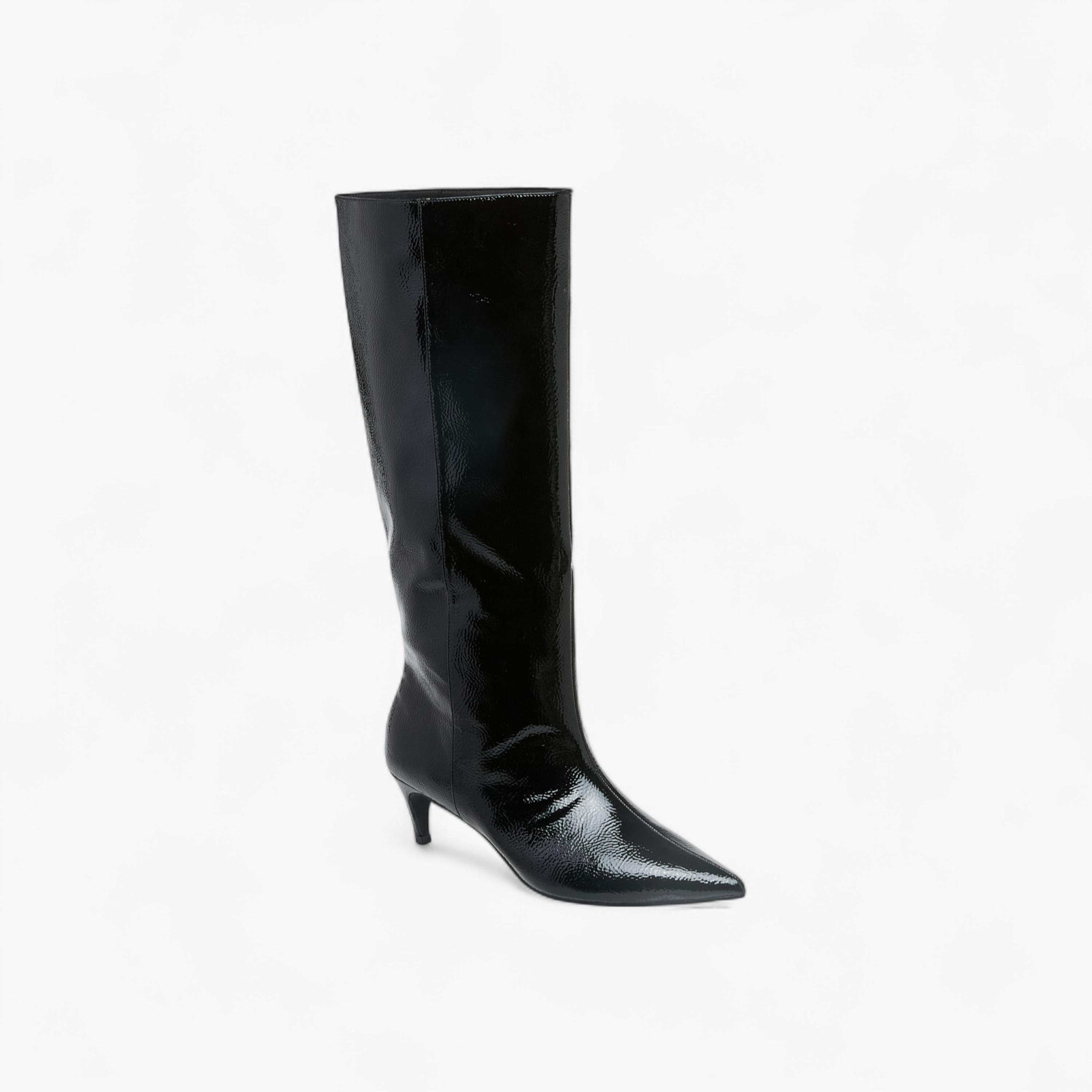 Celeste Women's Solid High Shaft Boots with Zip Closure and Stiletto Heels-women-shoes-boots-image-2