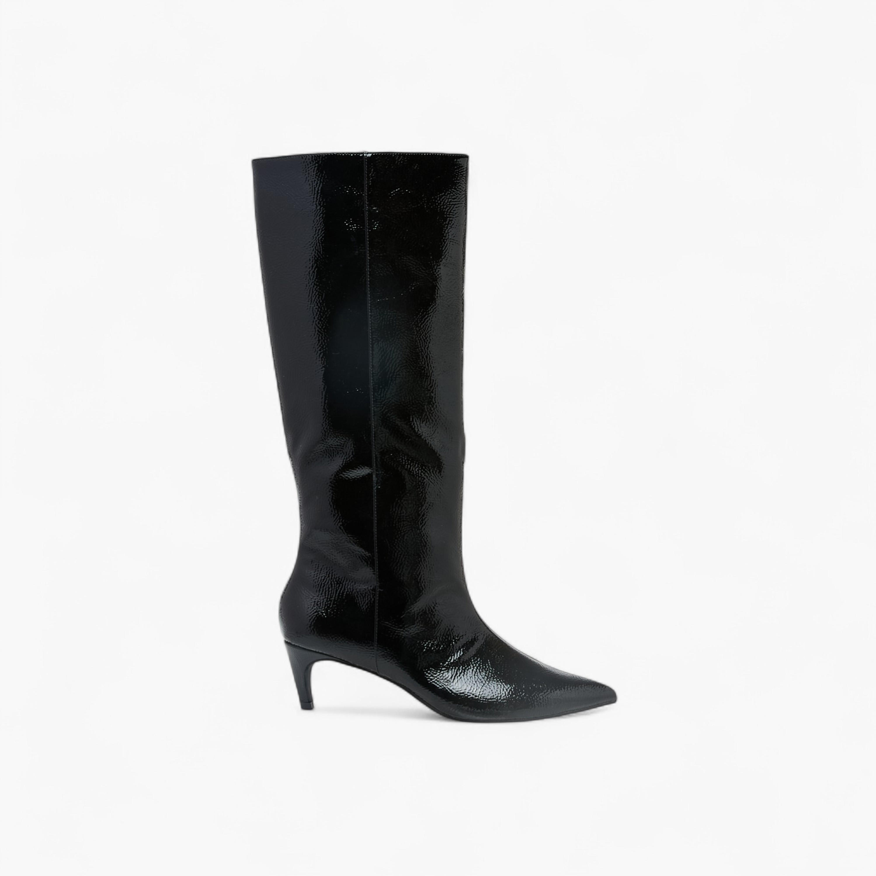 Celeste Women's Solid High Shaft Boots with Zip Closure and Stiletto Heels-women-shoes-boots-image-3