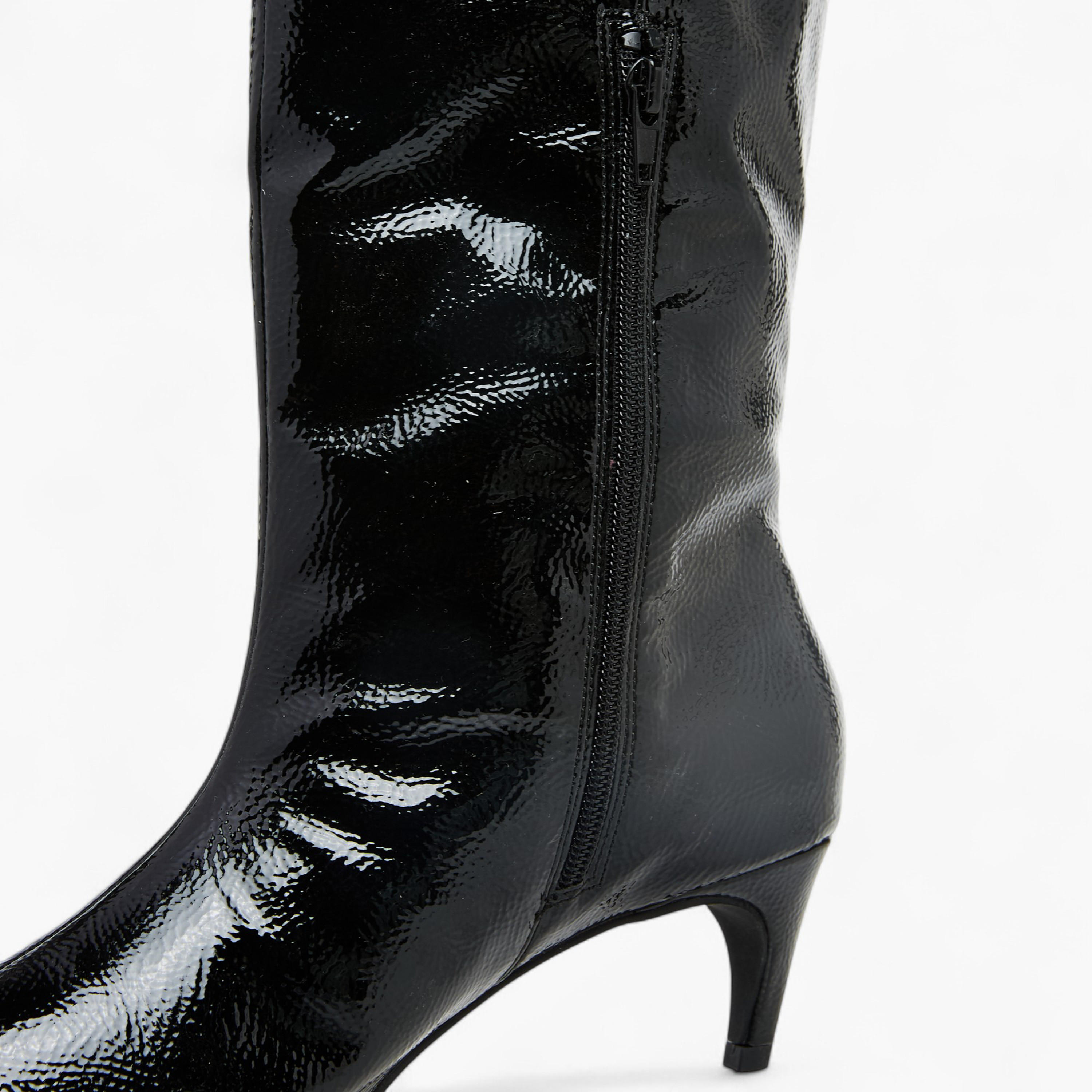 Celeste Women's Solid High Shaft Boots with Zip Closure and Stiletto Heels-women-shoes-boots-image-4