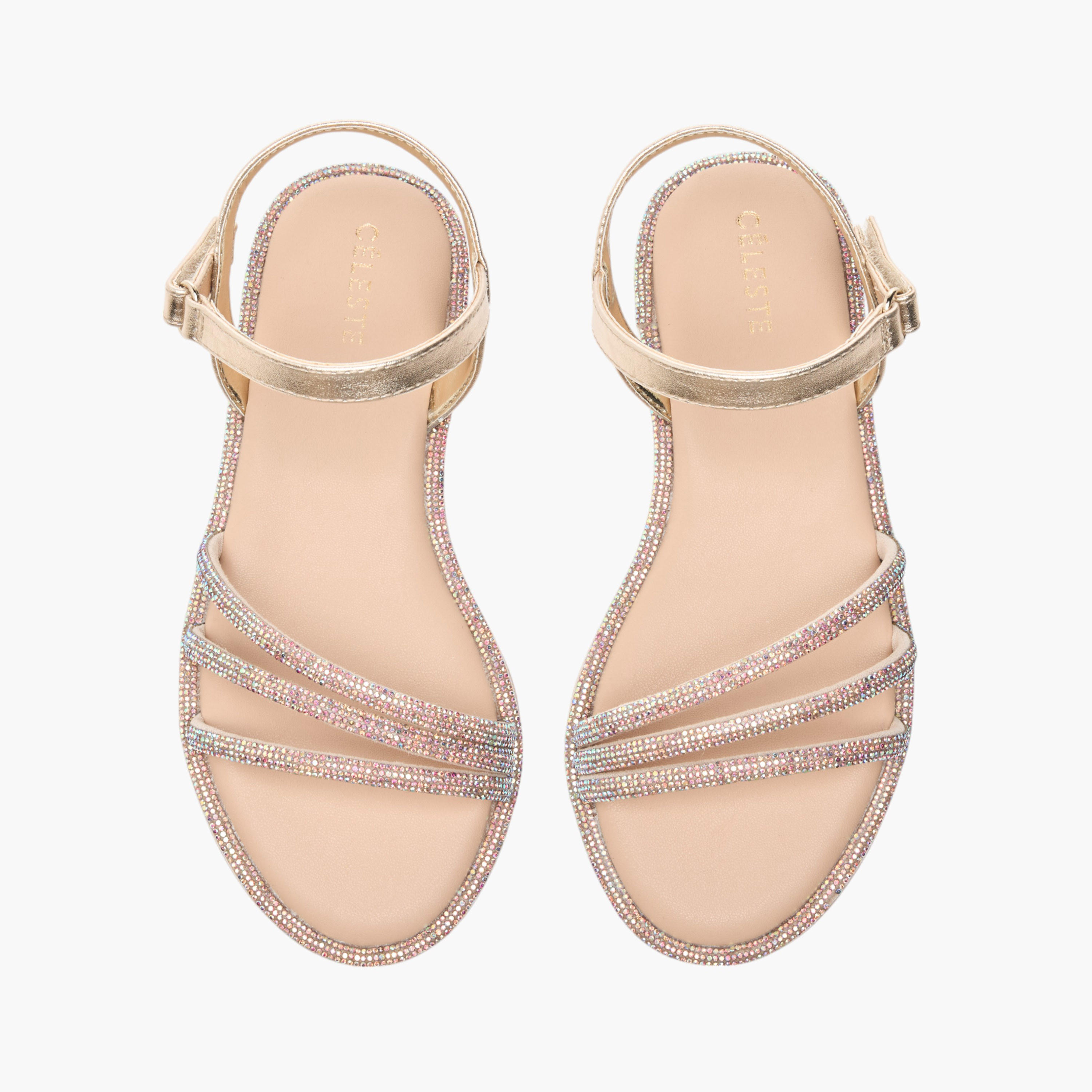 Celeste Girls' Embellished Strap Sandals with Hook and Loop Closure-girls-shoes-sandals-image-1
