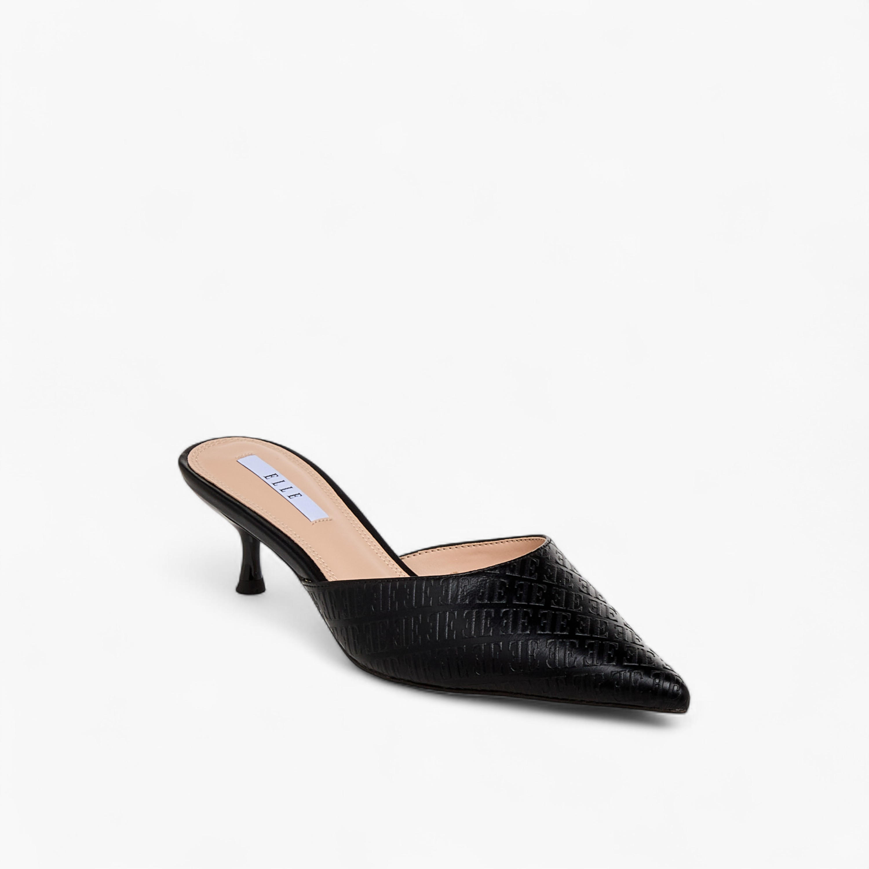 حذاء ميول بكعب صغير ونقوش مونوجرام للنساء من إيل-women-shoes-sandals-heeled-image-2