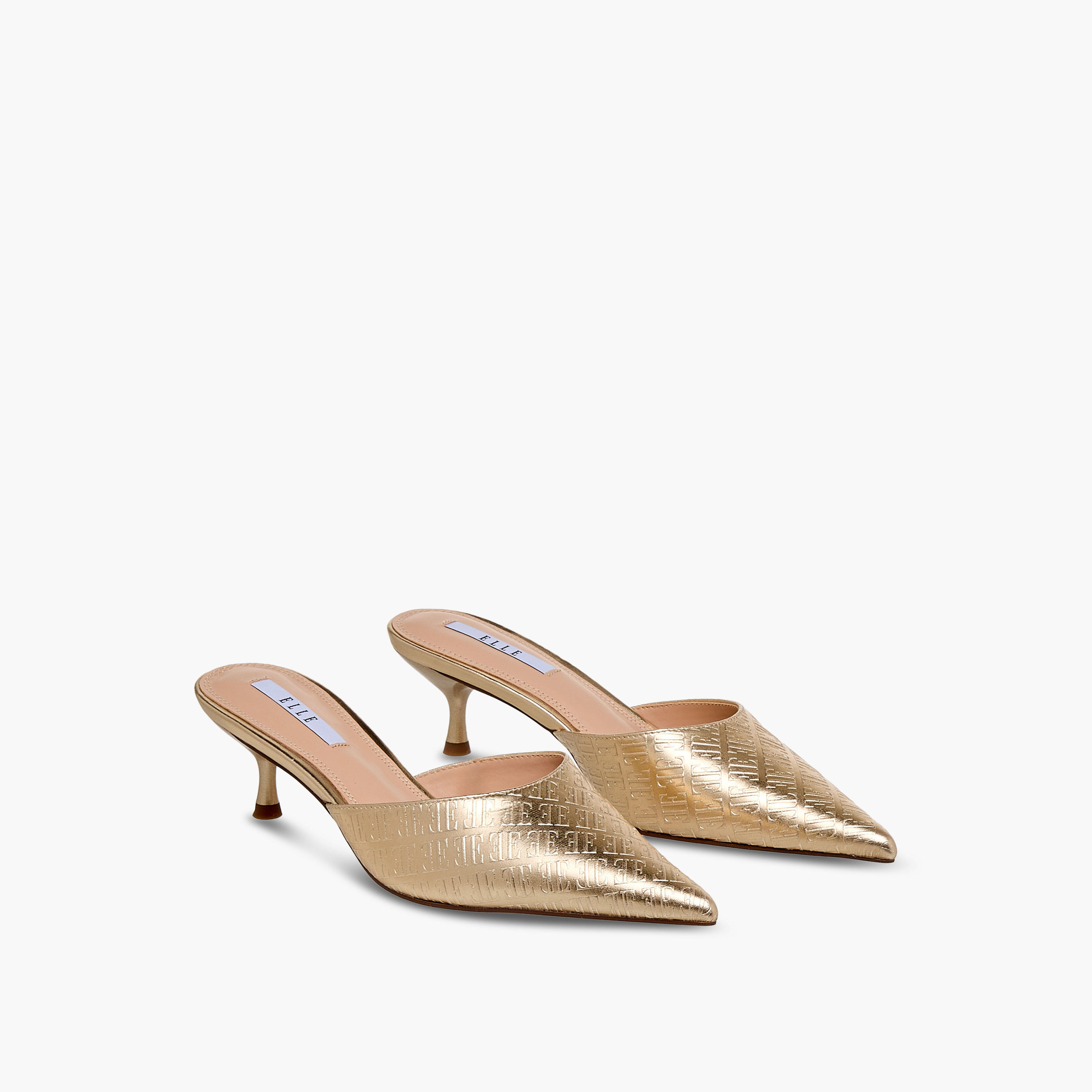 حذاء ميول بكعب صغير ونقوش مونوجرام للنساء من إيل-women-shoes-sandals-heeled-image-1