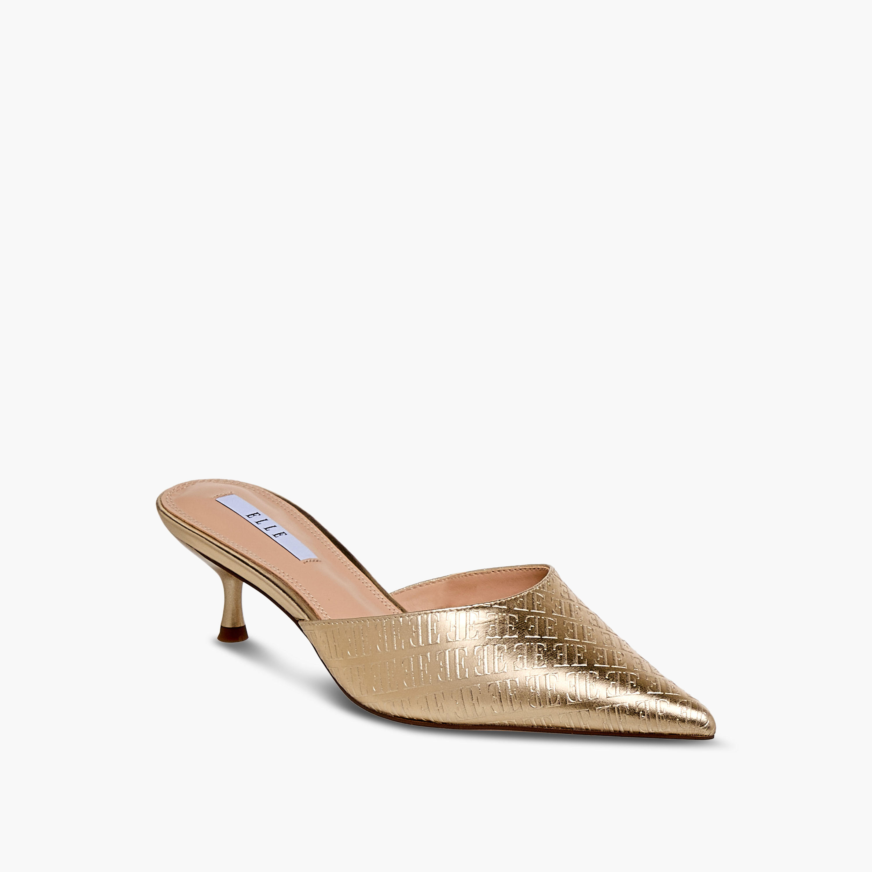 حذاء ميول بكعب صغير ونقوش مونوجرام للنساء من إيل-women-shoes-sandals-heeled-image-2