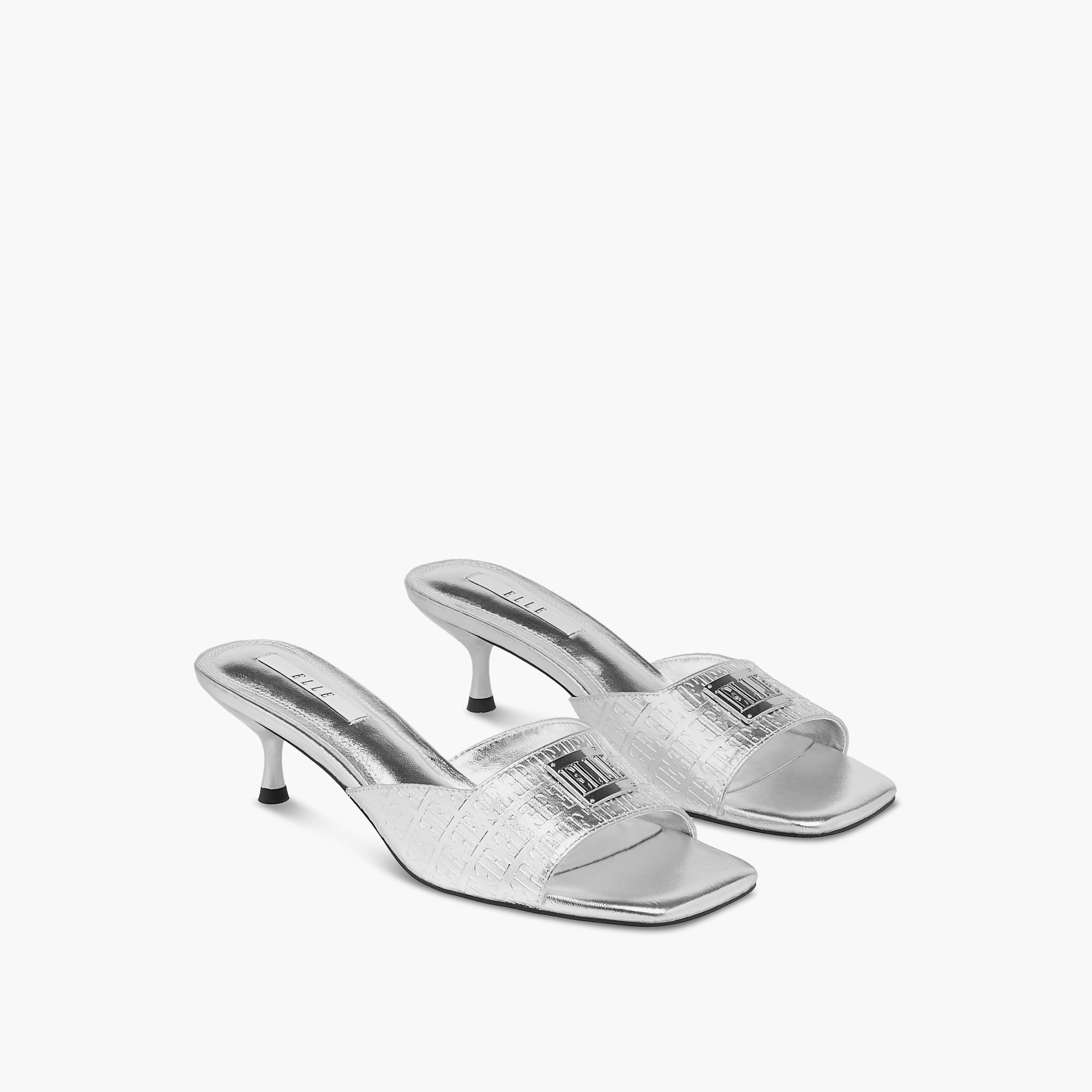Elle Women's Monogram Embossed Slip-On Sandals with Kitten Heels-women-shoes-sandals-heeled-image-1