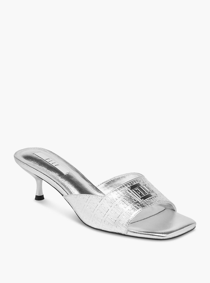 Elle Women's Monogram Embossed Slip-On Sandals with Kitten Heels-women-shoes-sandals-heeled-image-2