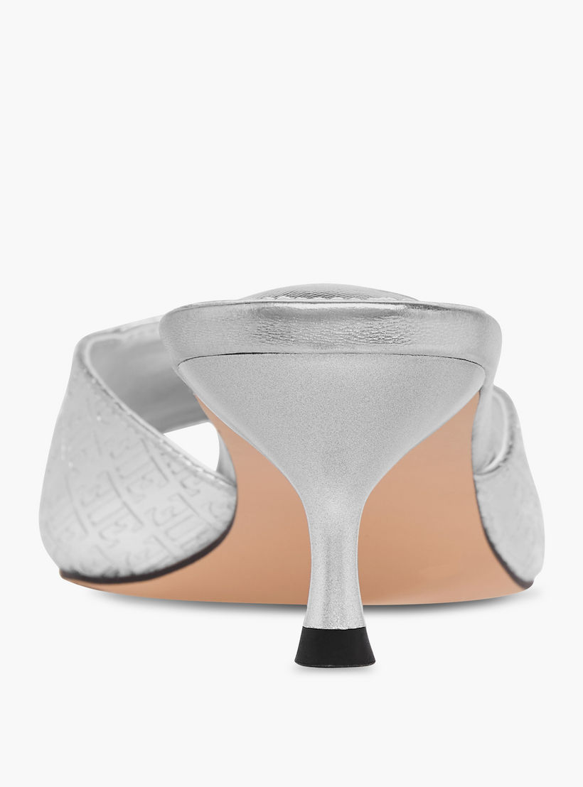 Elle Women's Monogram Embossed Slip-On Sandals with Kitten Heels-women-shoes-sandals-heeled-image-5