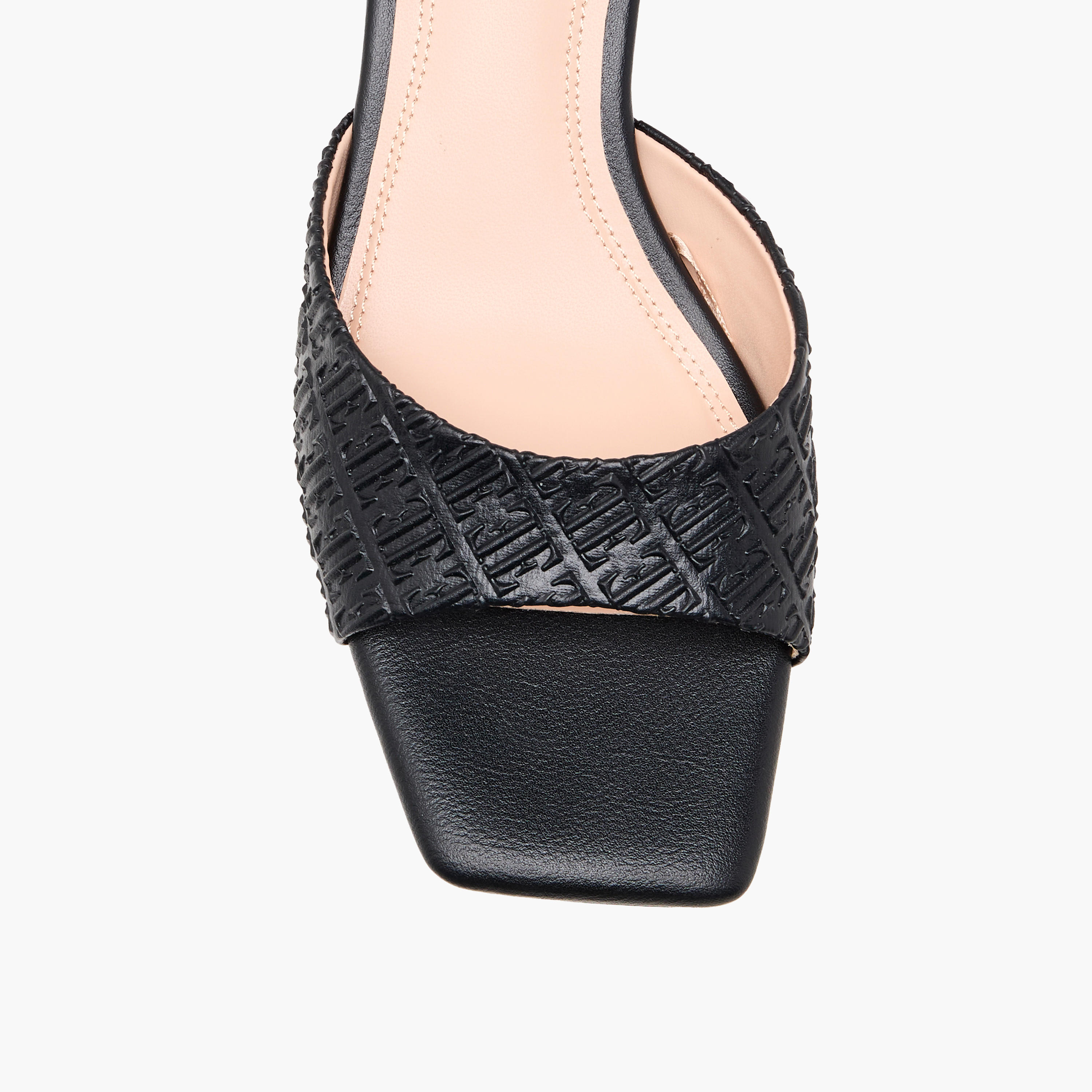 Elle Women Monogram Embossed Kitten Heel Sandals-women-shoes-sandals-heeled-image-4