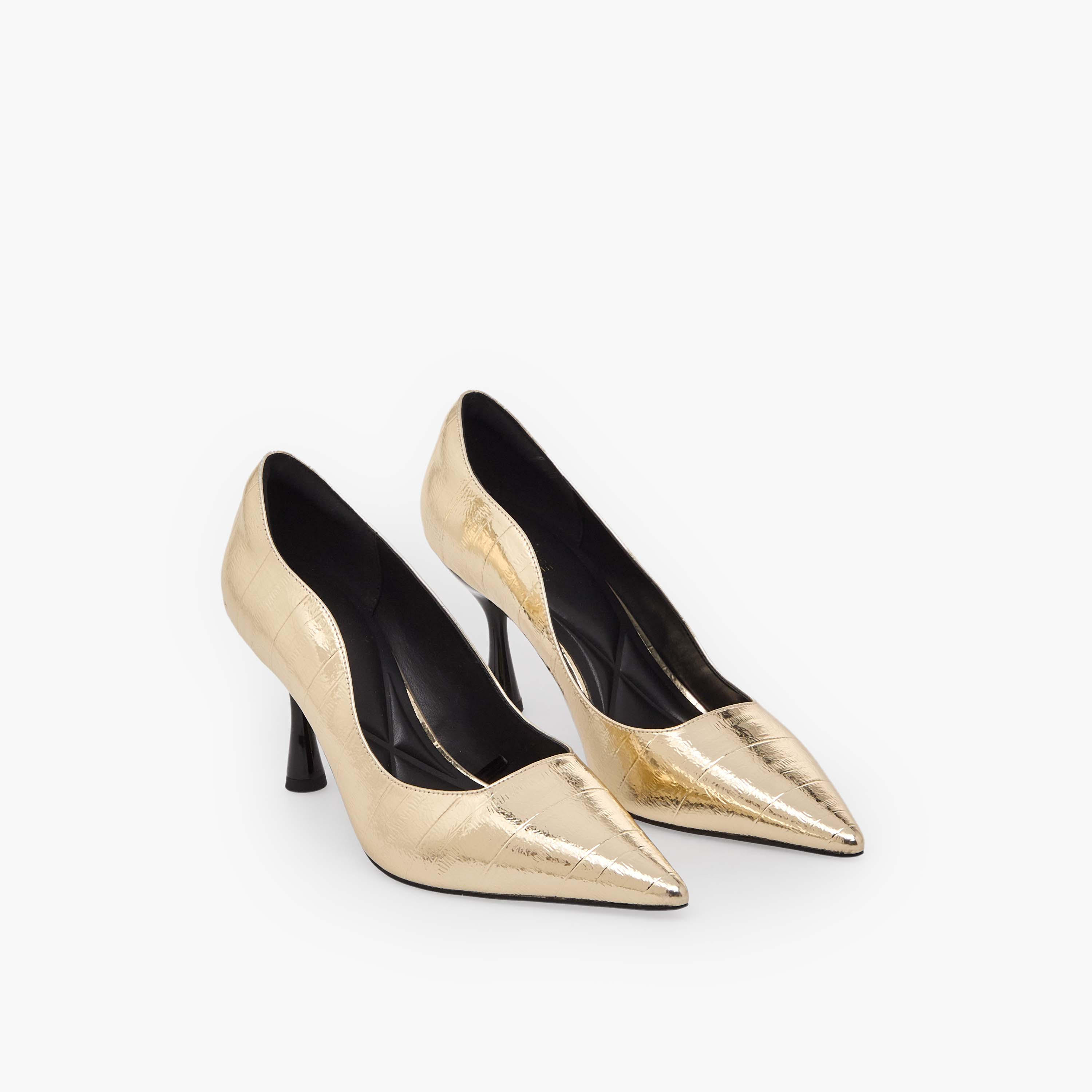 Celeste Women Textured Pointed Toe Stiletto Heel Pumps-women-shoes-sandals-heeled-image-1
