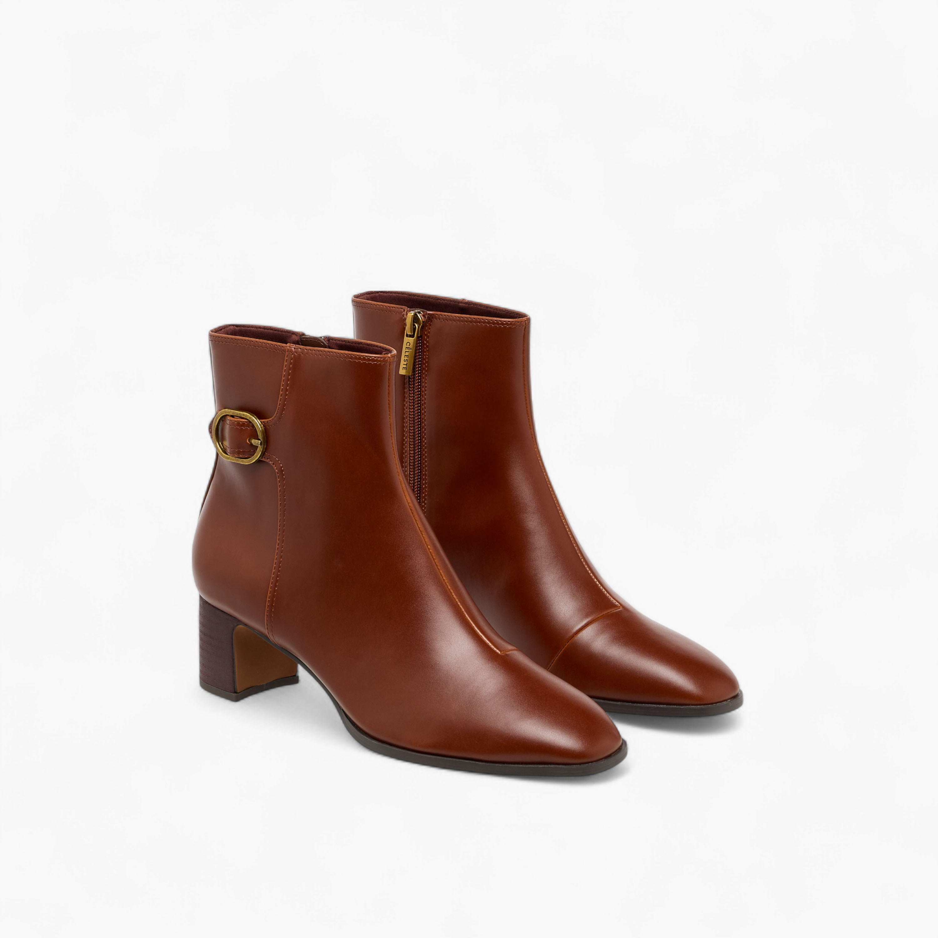 بوت بطول الكاحل وزينة إبزيم وكعب سميك وسحاب إغلاق للنساء من سيليست-women-shoes-boots-image-1
