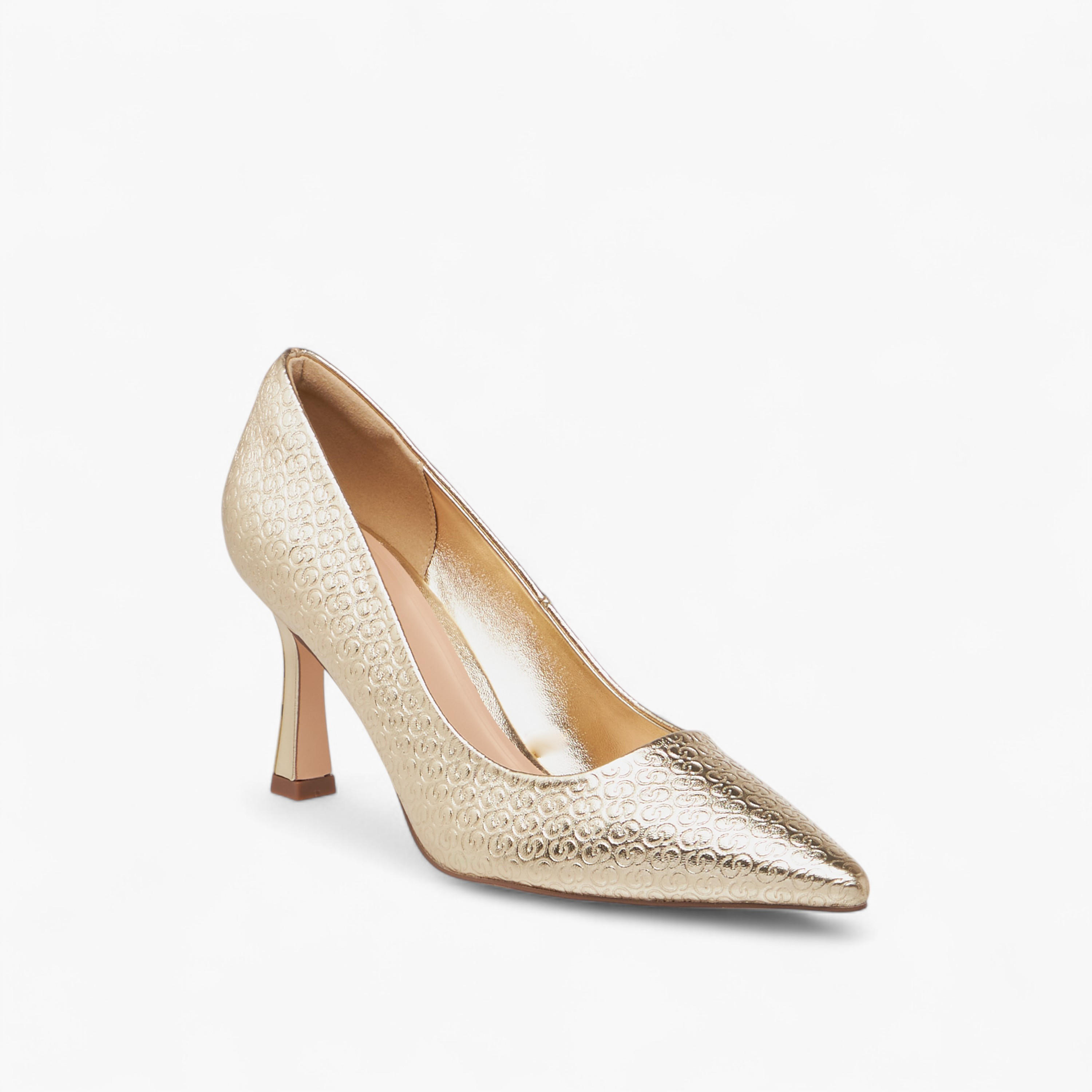 Celeste Women's Monogram Textured Slip-On Pumps with Stiletto Heels-women-shoes-heels-image-2