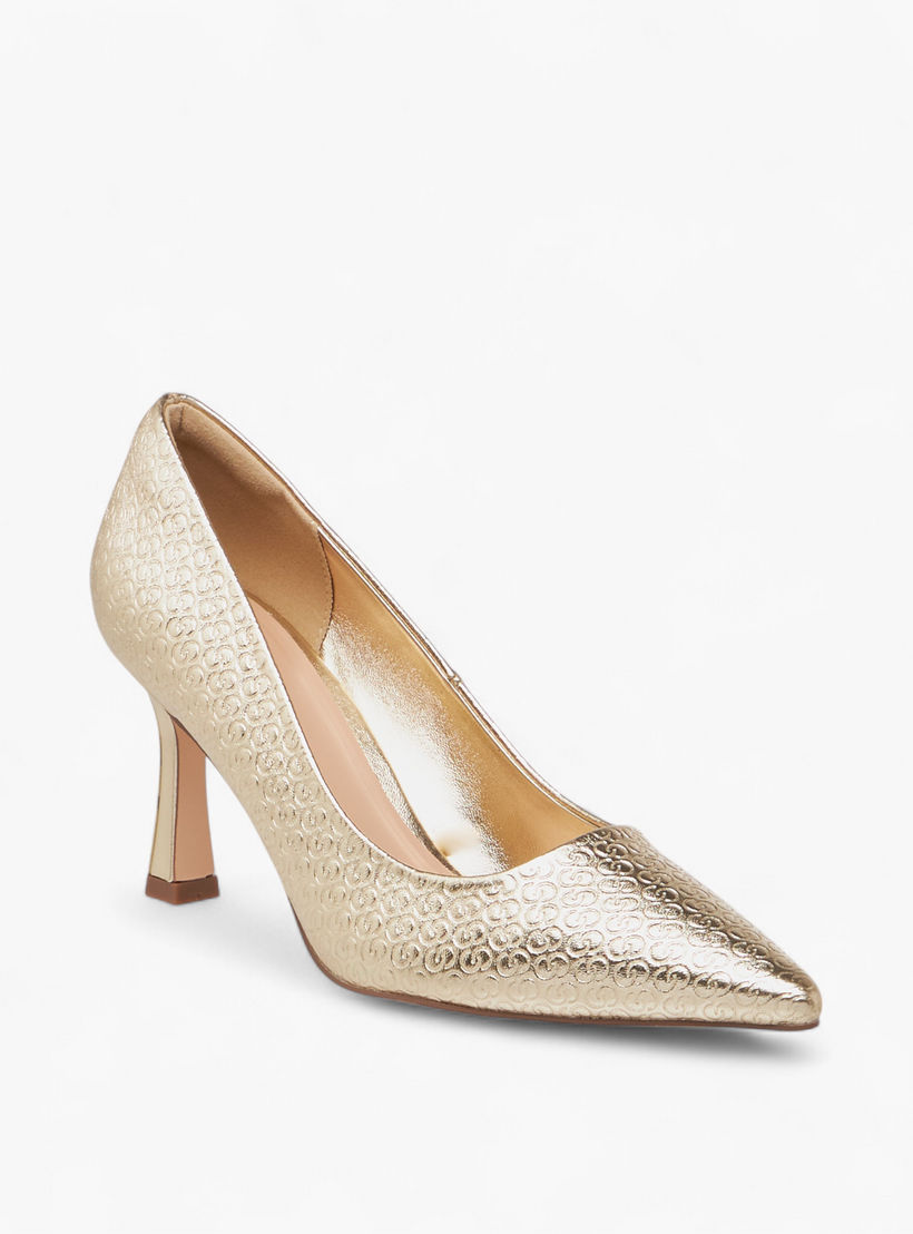 Celeste Women's Monogram Textured Slip-On Pumps with Stiletto Heels-women-shoes-heels-image-2
