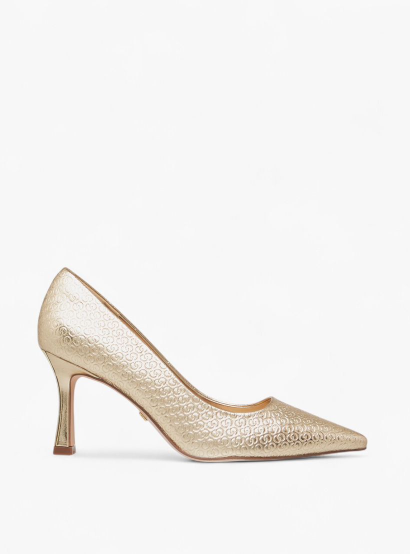 Celeste Women's Monogram Textured Slip-On Pumps with Stiletto Heels-women-shoes-heels-image-3