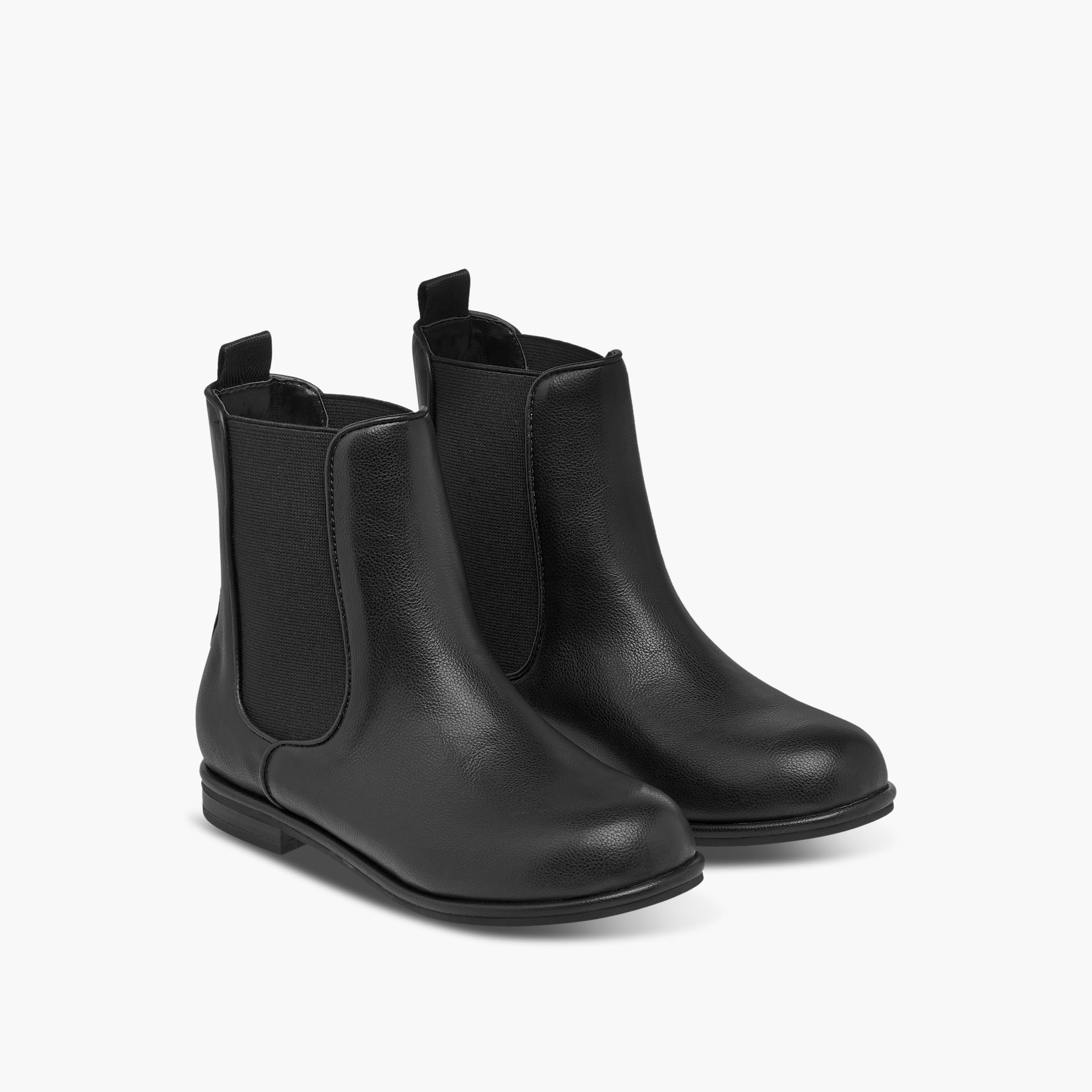 بوت سادة بقصة عالية سهل الارتداء مع ألسنة سحب من ليتل ميسي-girls-shoes-boots-image-1