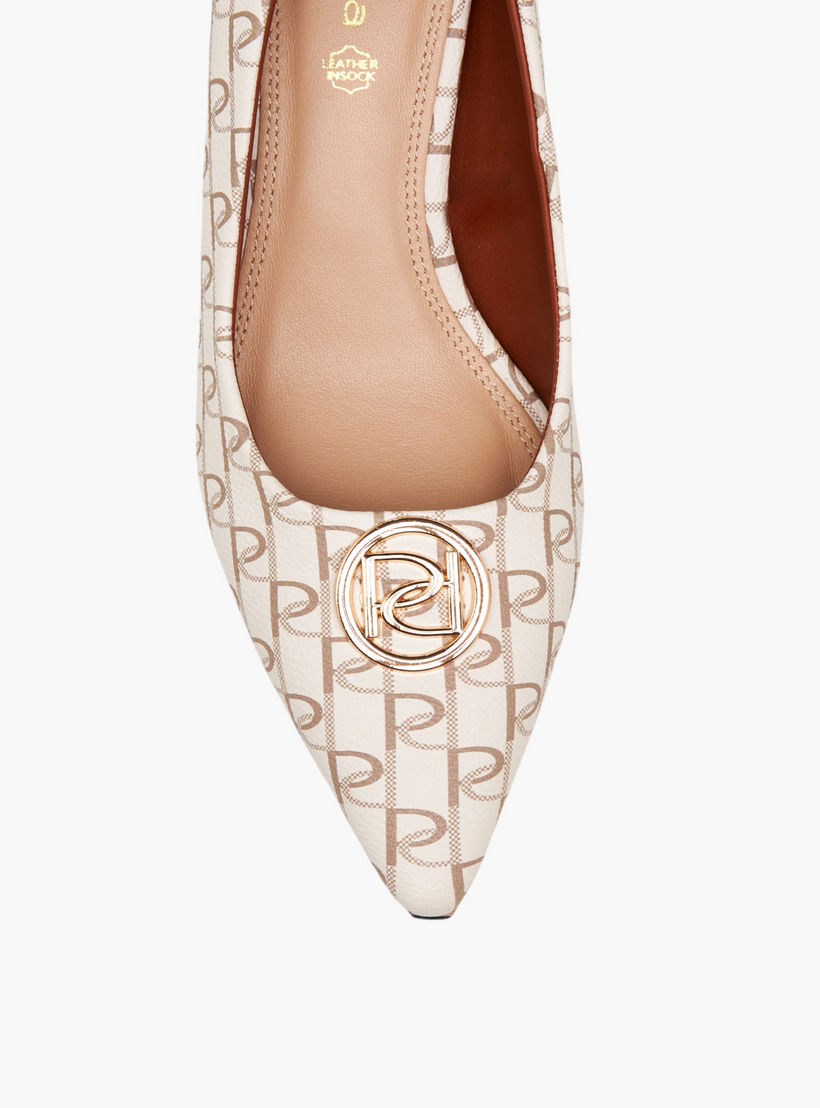 Paprika Monogram Print Slip-On Pumps with Stiletto Heels-women-shoes-heels-image-4