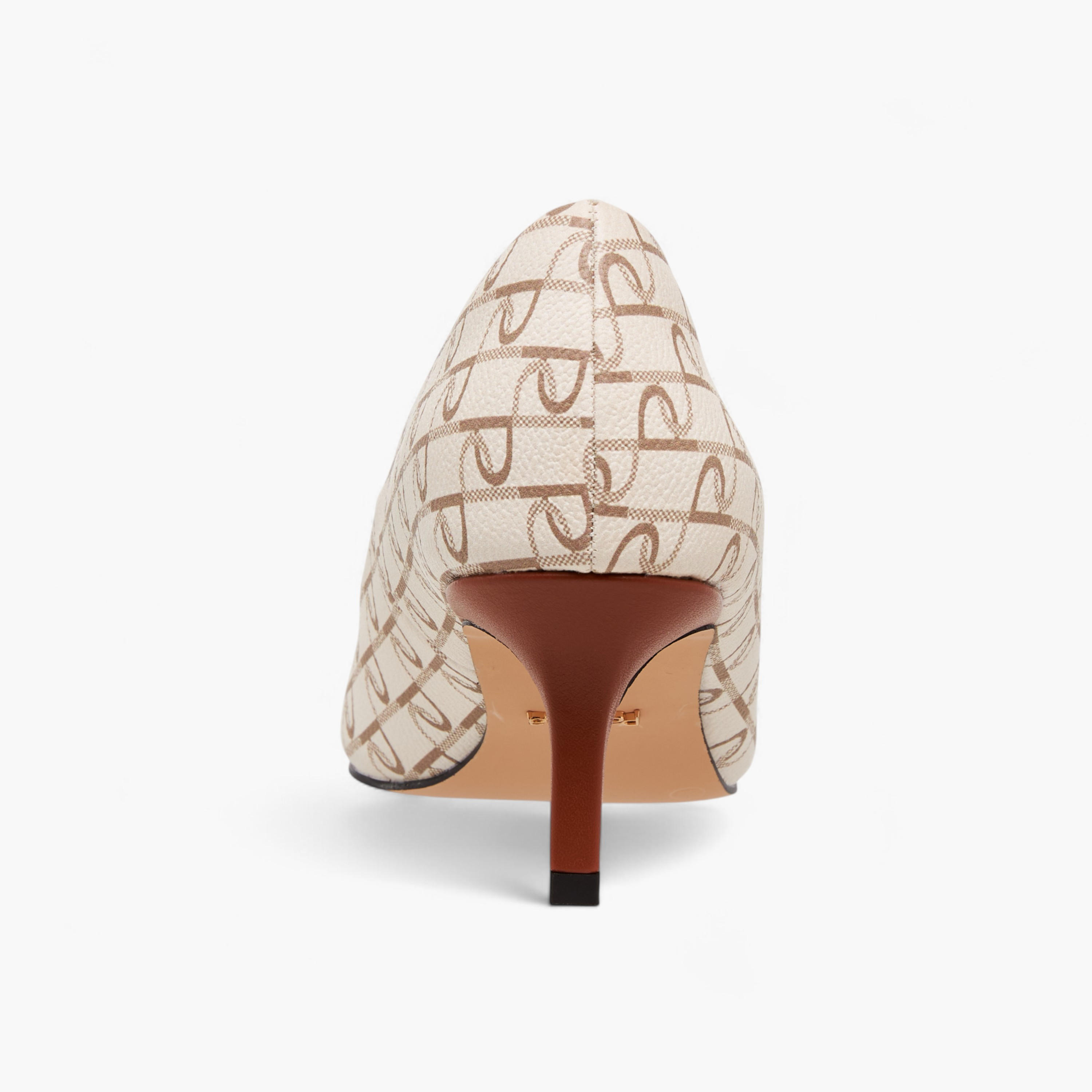 Paprika Monogram Print Slip-On Pumps with Stiletto Heels-women-shoes-heels-image-5