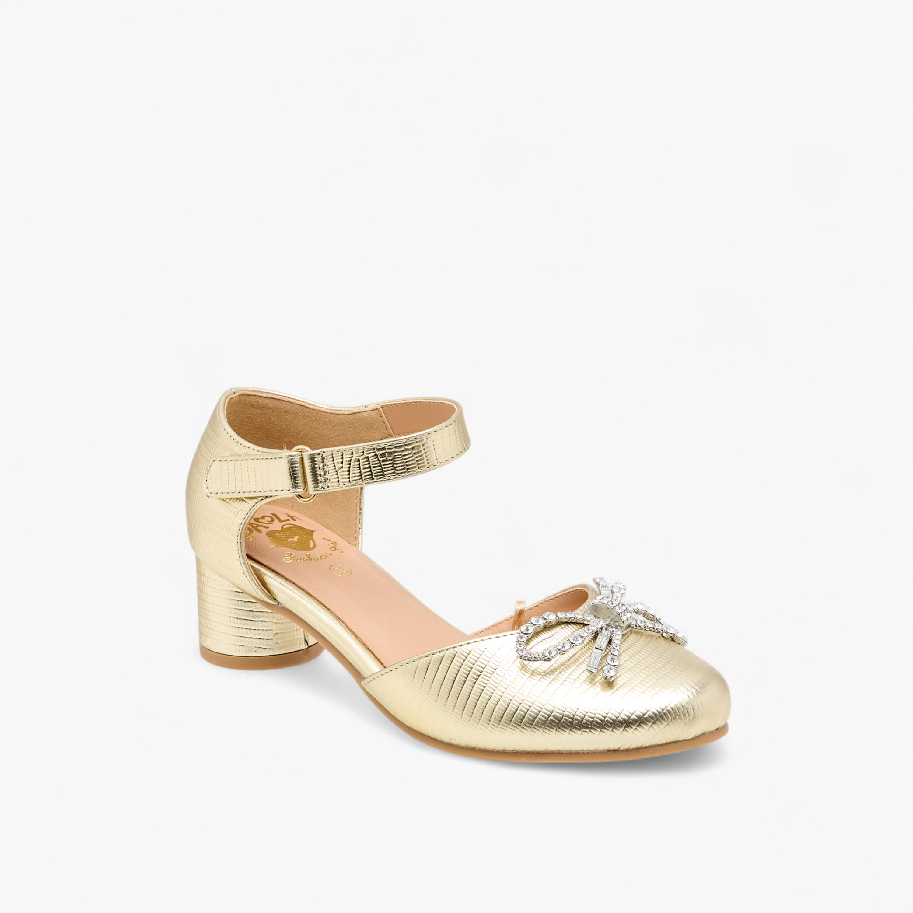 صندل مزين بفيونكة وكعب سميك وشريط إغلاق لاصق من بابلوسكي-girls-shoes-sandals-image-2