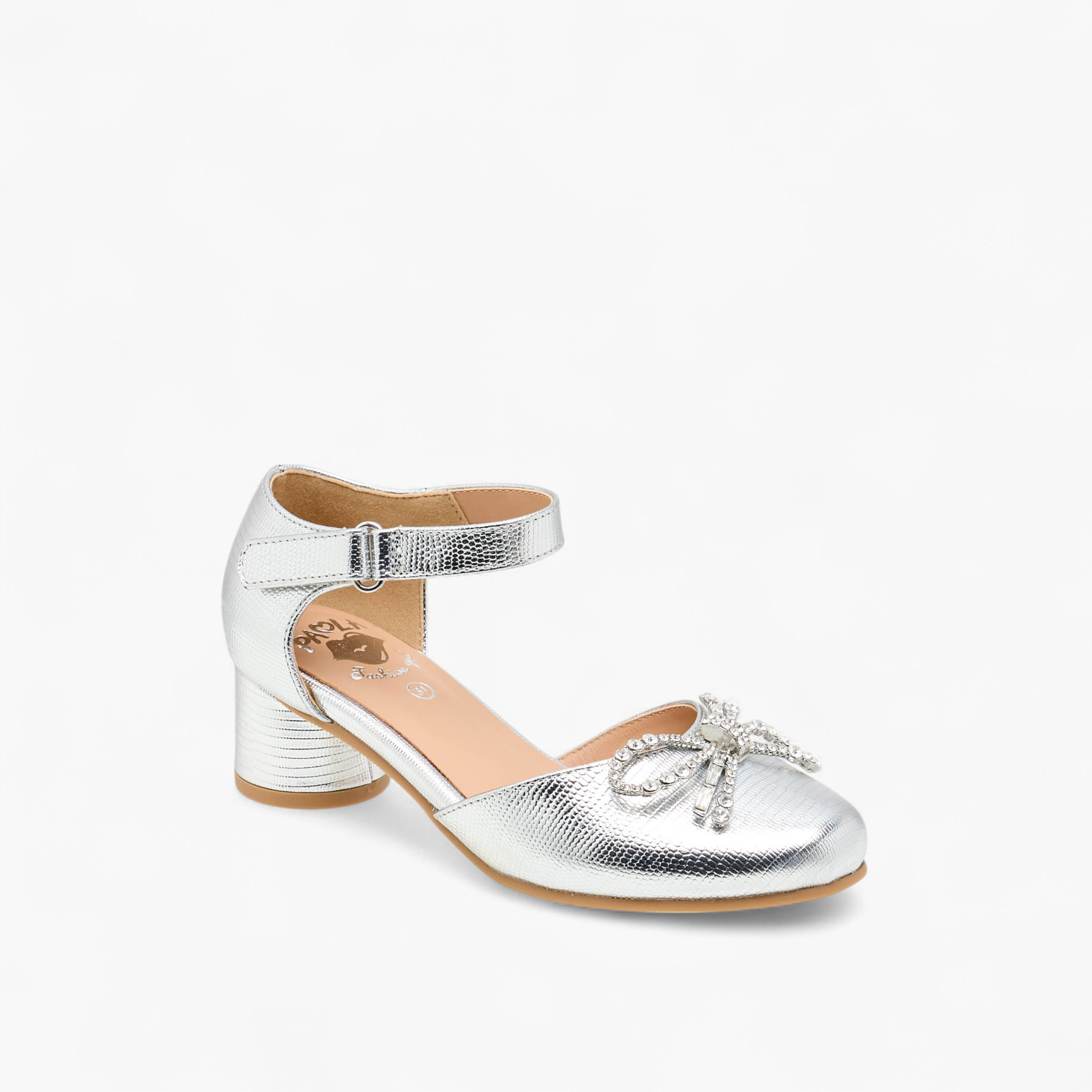 صندل مزين بفيونكة وكعب سميك وشريط إغلاق لاصق من بابلوسكي-girls-shoes-sandals-image-2