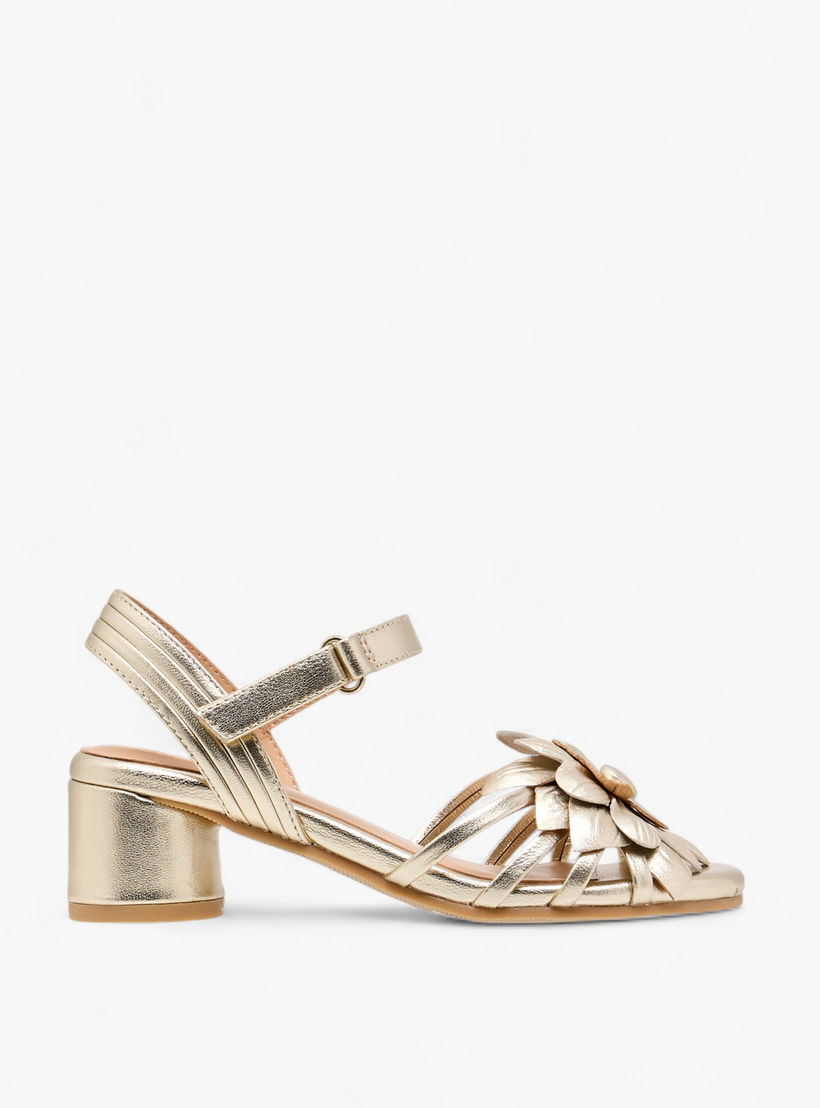 صندل بكعب سميك وشريط إغلاق لاصق وتزيينات زهرية للبنات من بابلوسكي-girls-shoes-sandals-image-3