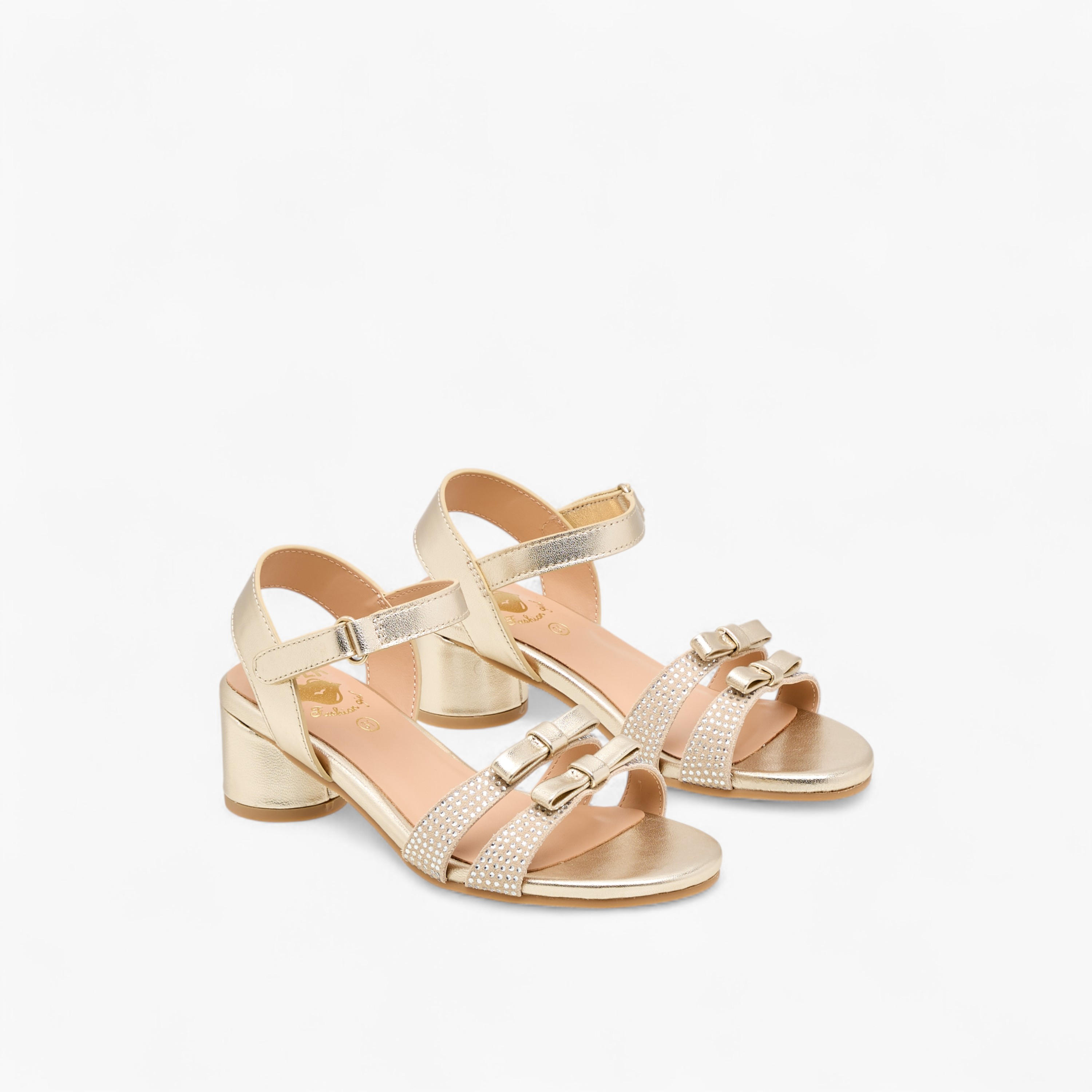 صندل بفيونكة وكعب سميك وشريط إغلاق لاصق للبنات من بابلوسكي-girls-shoes-sandals-image-1