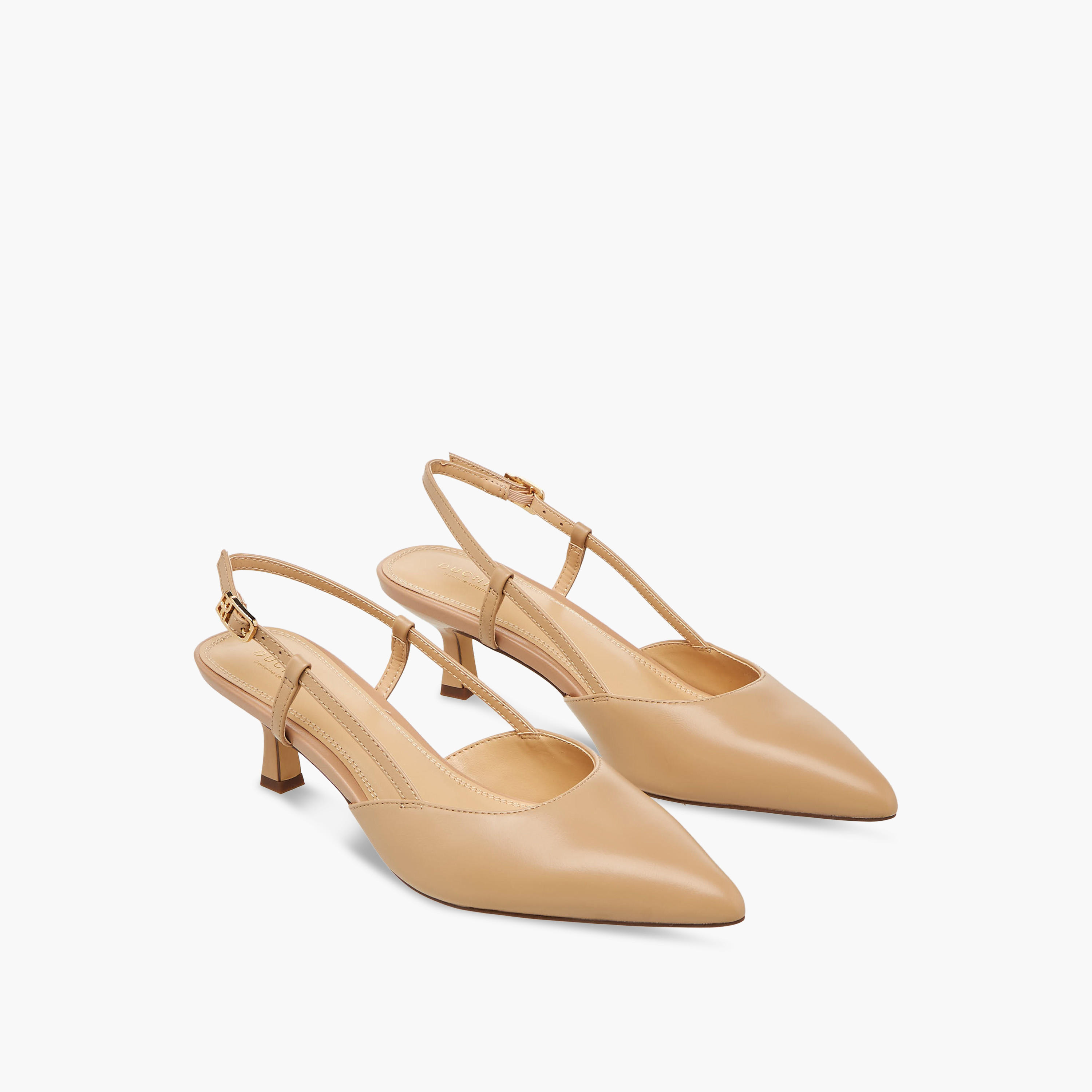 Duchini Women Kitten Heel Leather Pointed Toe Shoes-women-shoes-sandals-heeled-image-1