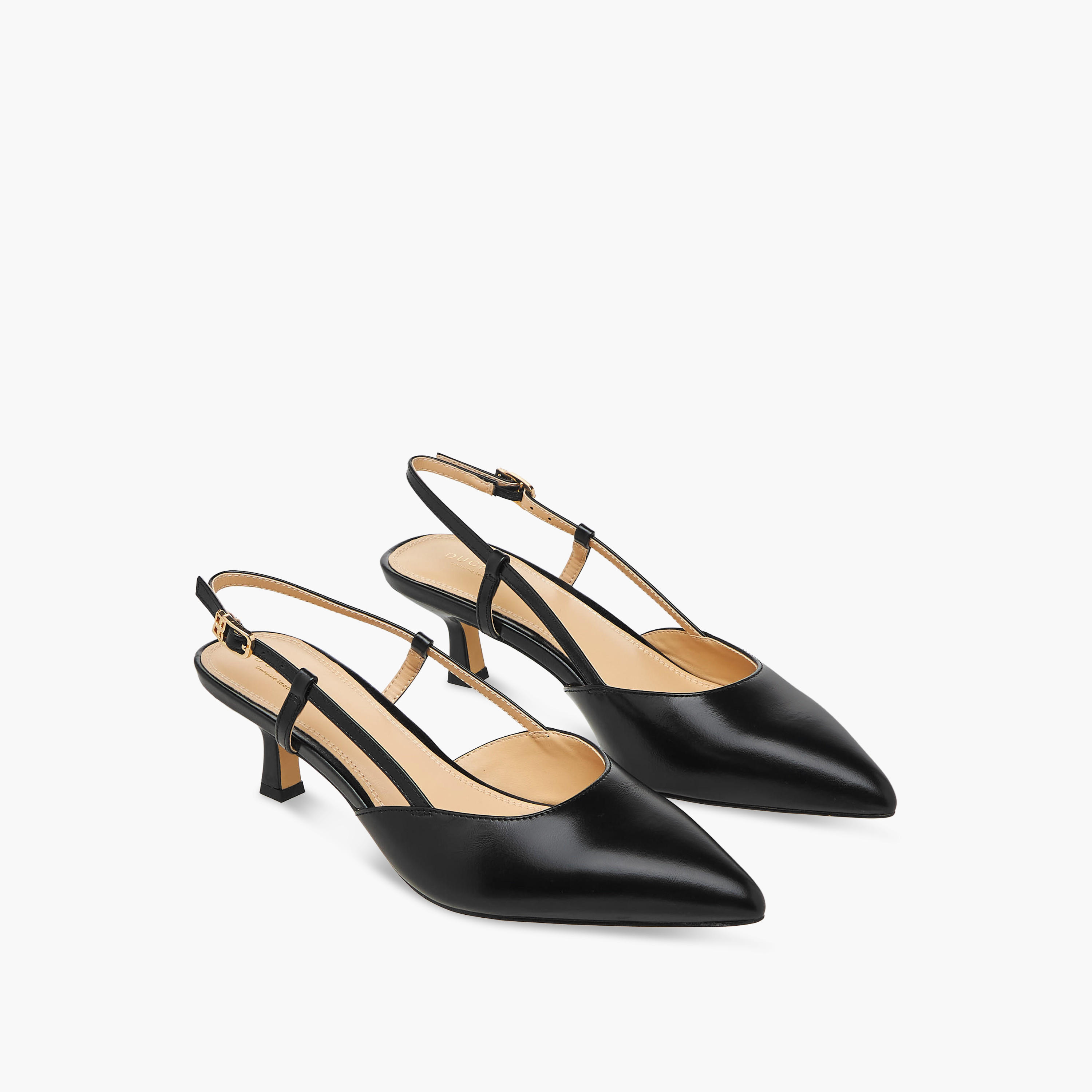 Duchini Women Kitten Heel Leather Pointed Toe Shoes-women-shoes-sandals-heeled-image-1