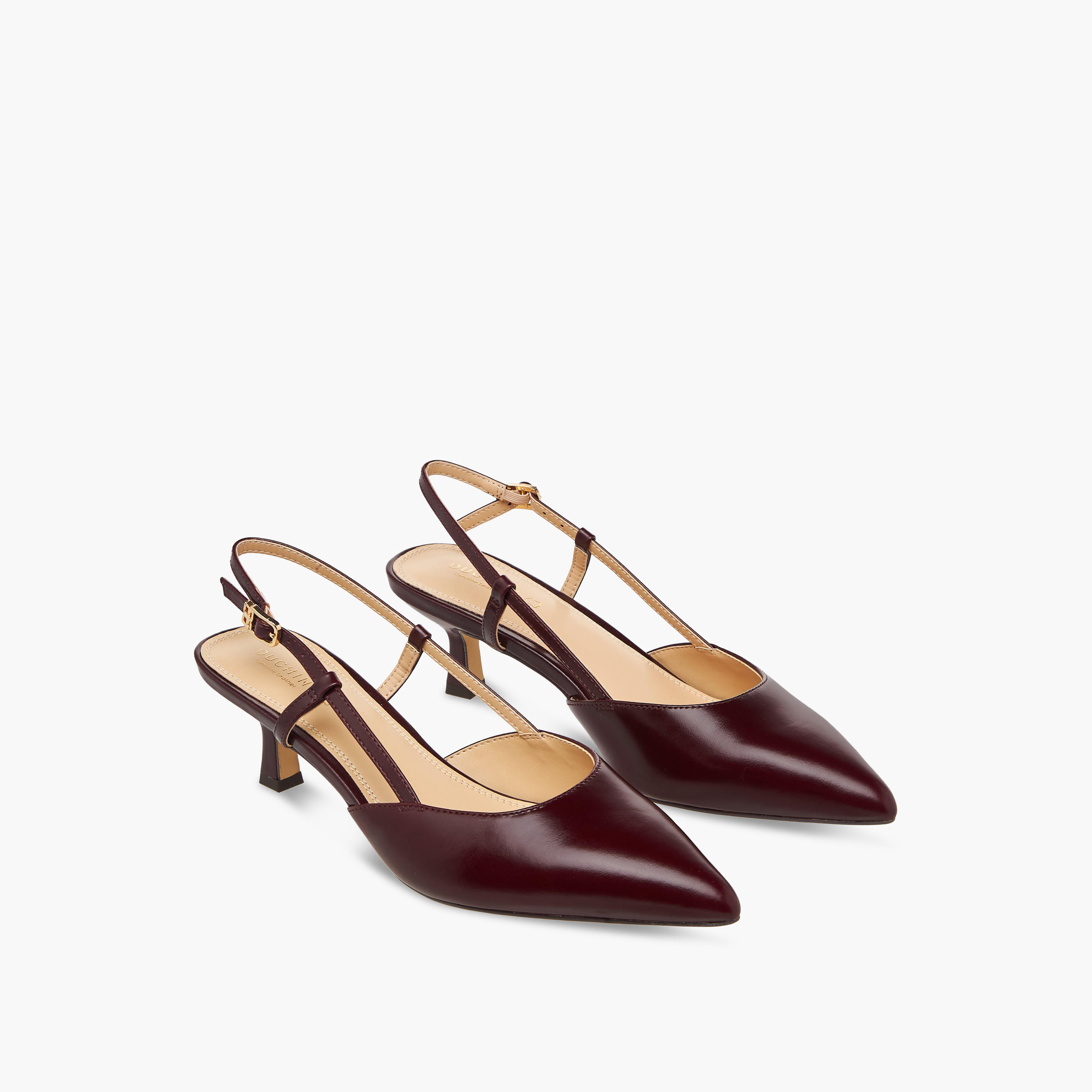 Duchini Women Kitten Heel Leather Pointed Toe Shoes-women-shoes-sandals-heeled-image-1